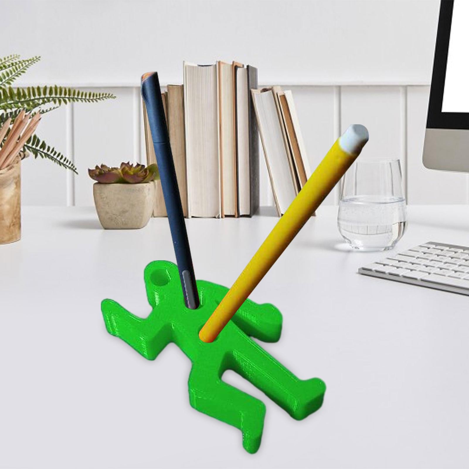 Desk Pen Holder Decor Novelty Decorative Crime Scene for Cubicle Funny Gifts Green