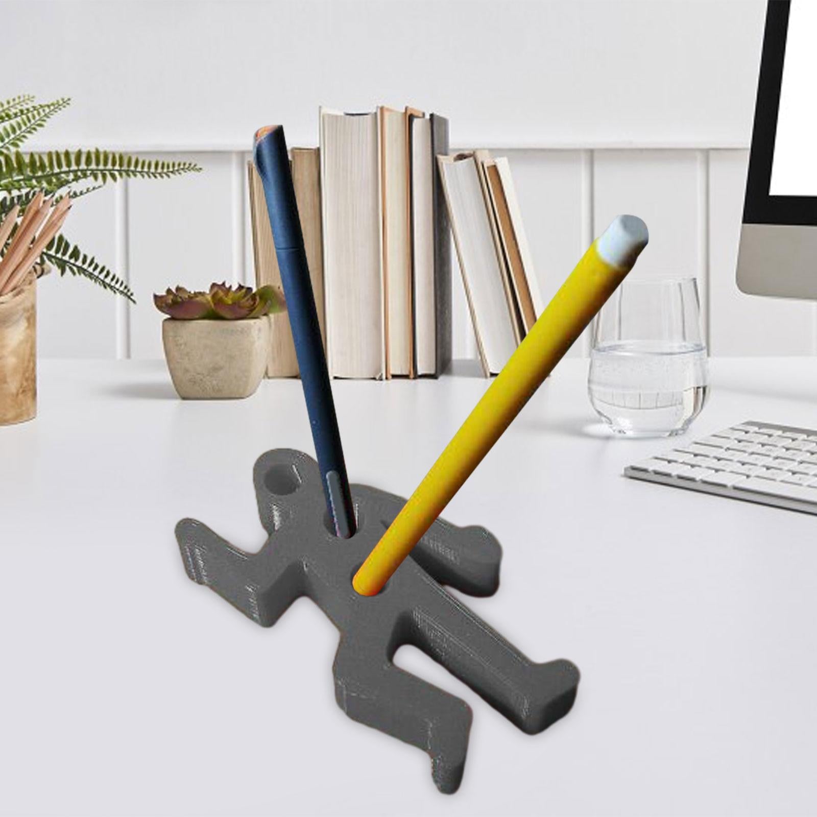 Desk Pen Holder Decor Novelty Decorative Crime Scene for Cubicle Funny Gifts Gray