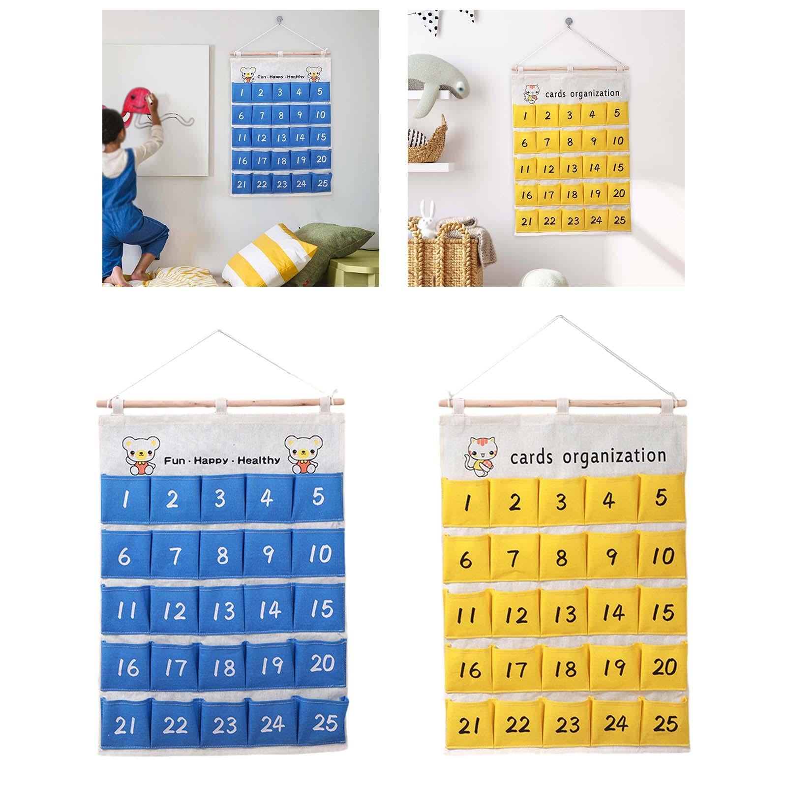 Numbered Organizer Canvas Phones Calculators Holder for Sundries Closet Home Blue