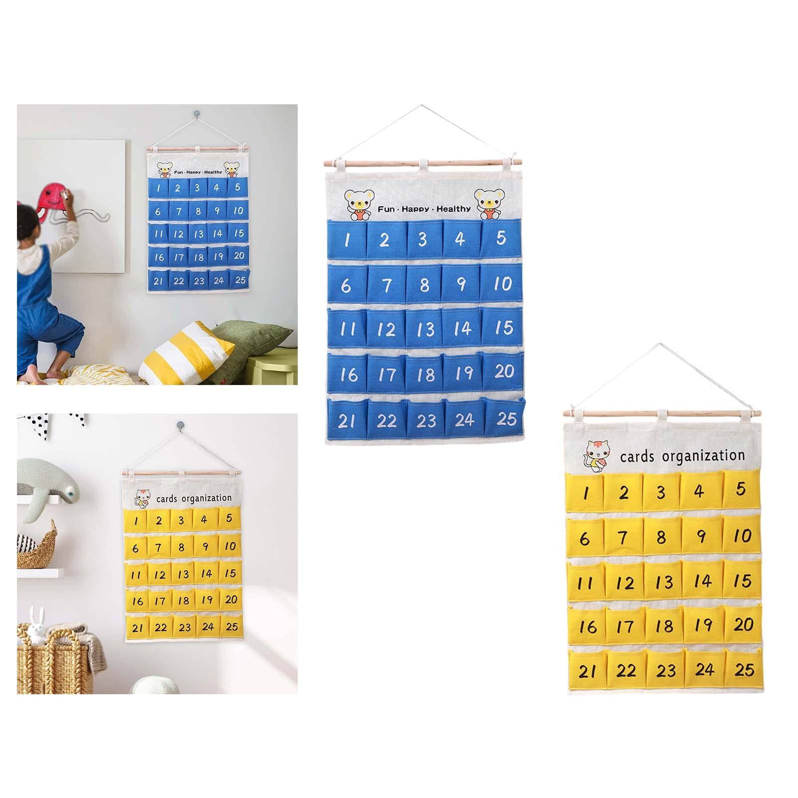 Numbered Organizer Canvas Phones Calculators Holder for Sundries Closet Home Blue
