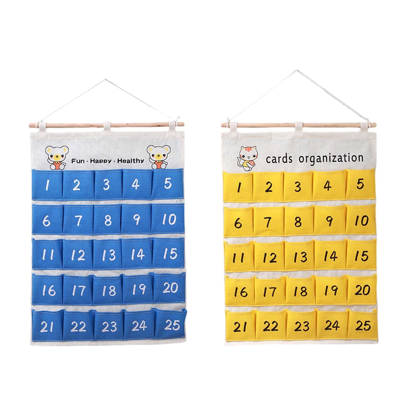 Numbered Organizer Canvas Phones Calculators Holder for Sundries Closet Home Blue