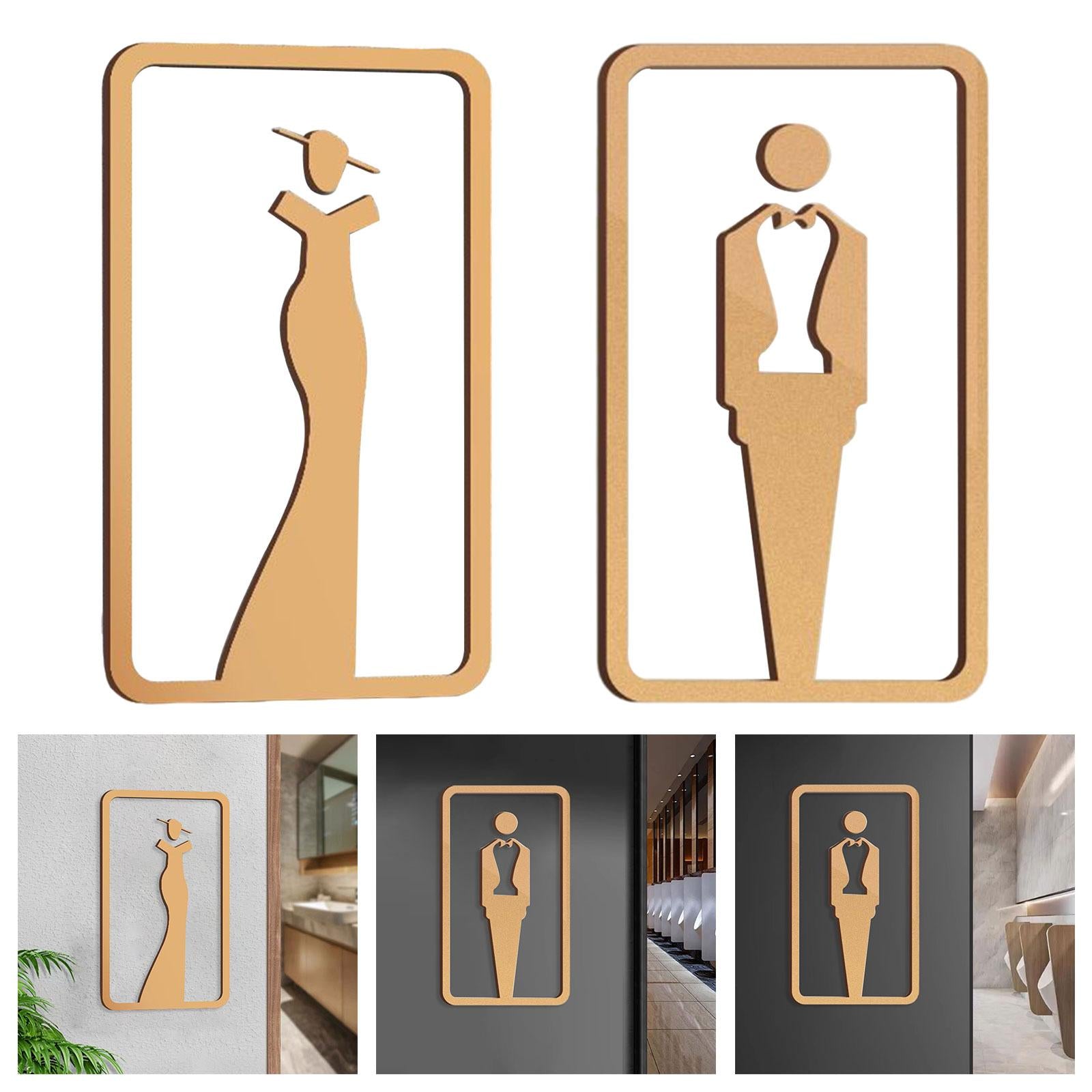 Bathroom Sign Self Adhesive Fashion 3D Restroom Sign for Bar Cafe Restaurant Women