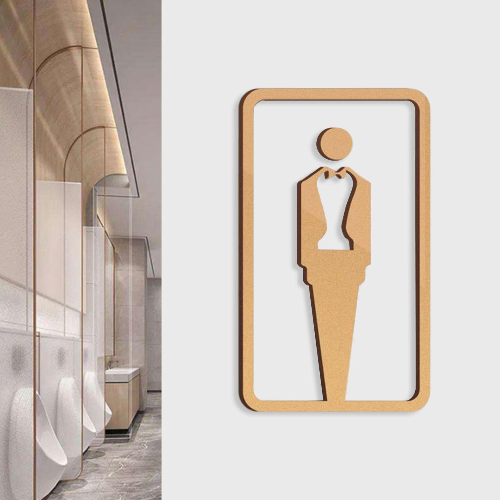 Bathroom Sign Self Adhesive Fashion 3D Restroom Sign for Bar Cafe Restaurant Men