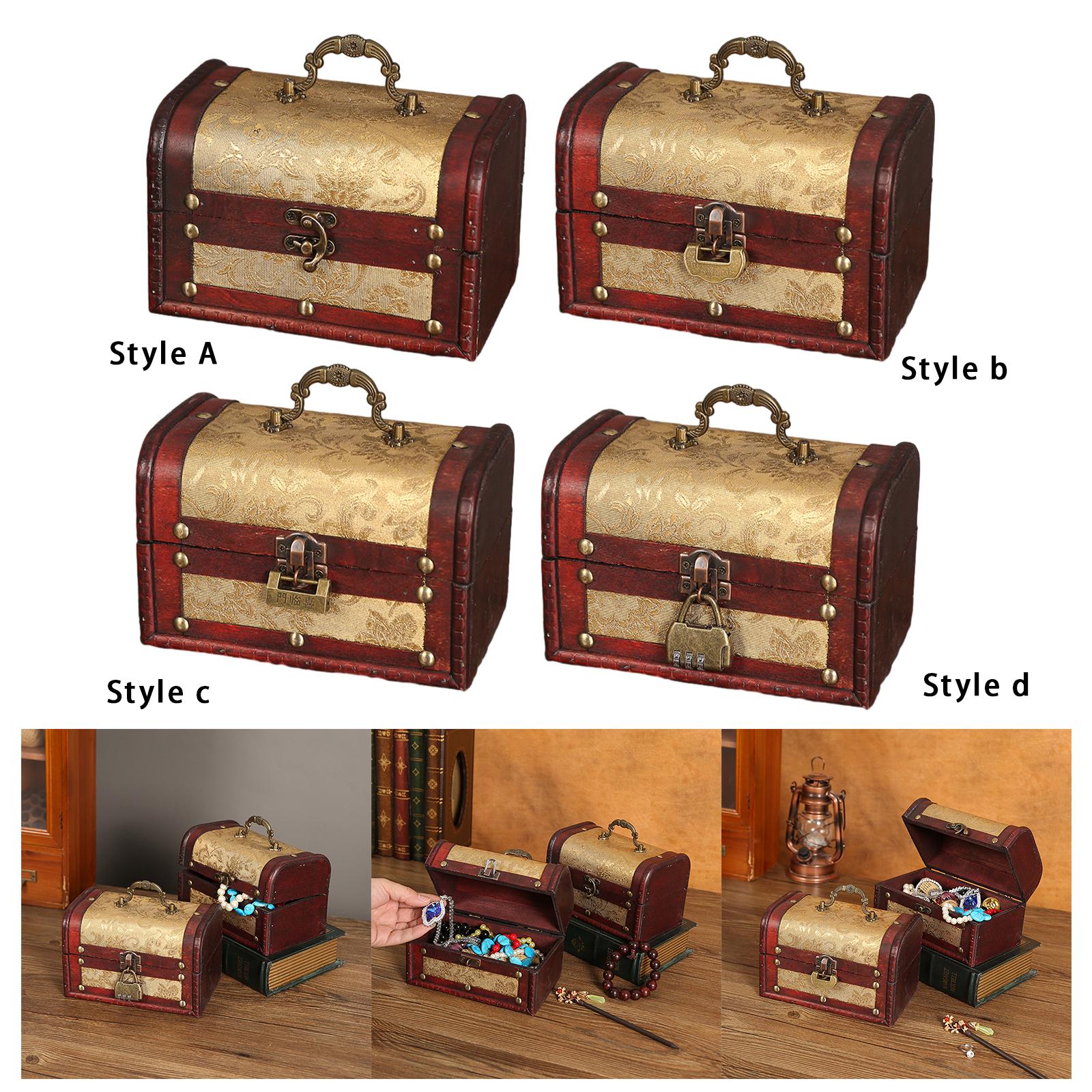 Portable Wood Jewelry Storage Box Old Fashioned for Pendant Brooch Hair Clip Style A