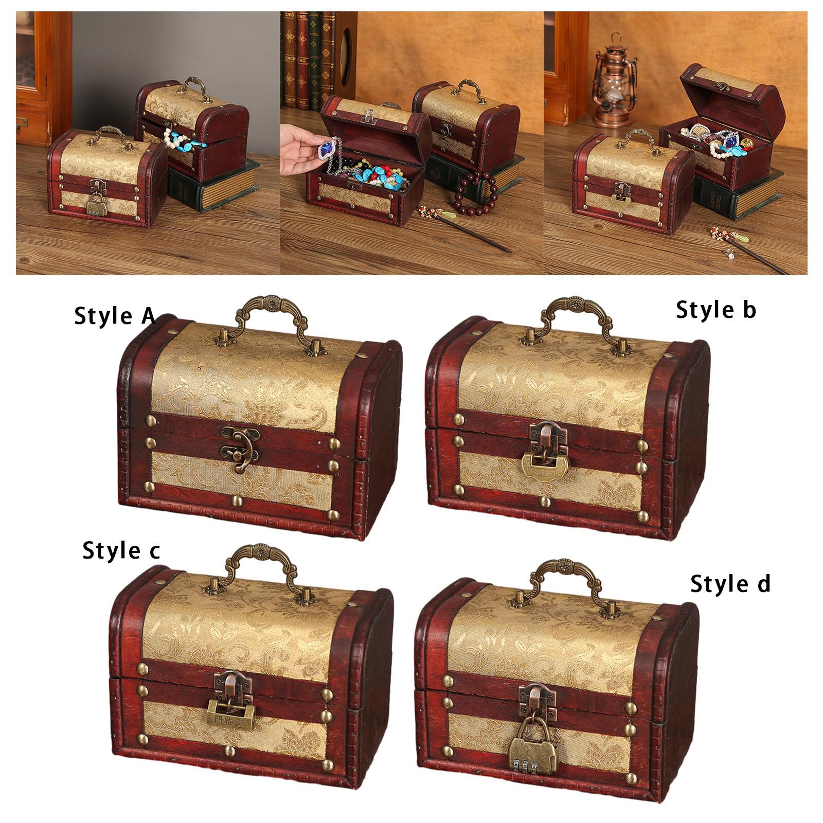 Portable Wood Jewelry Storage Box Old Fashioned for Pendant Brooch Hair Clip Style A