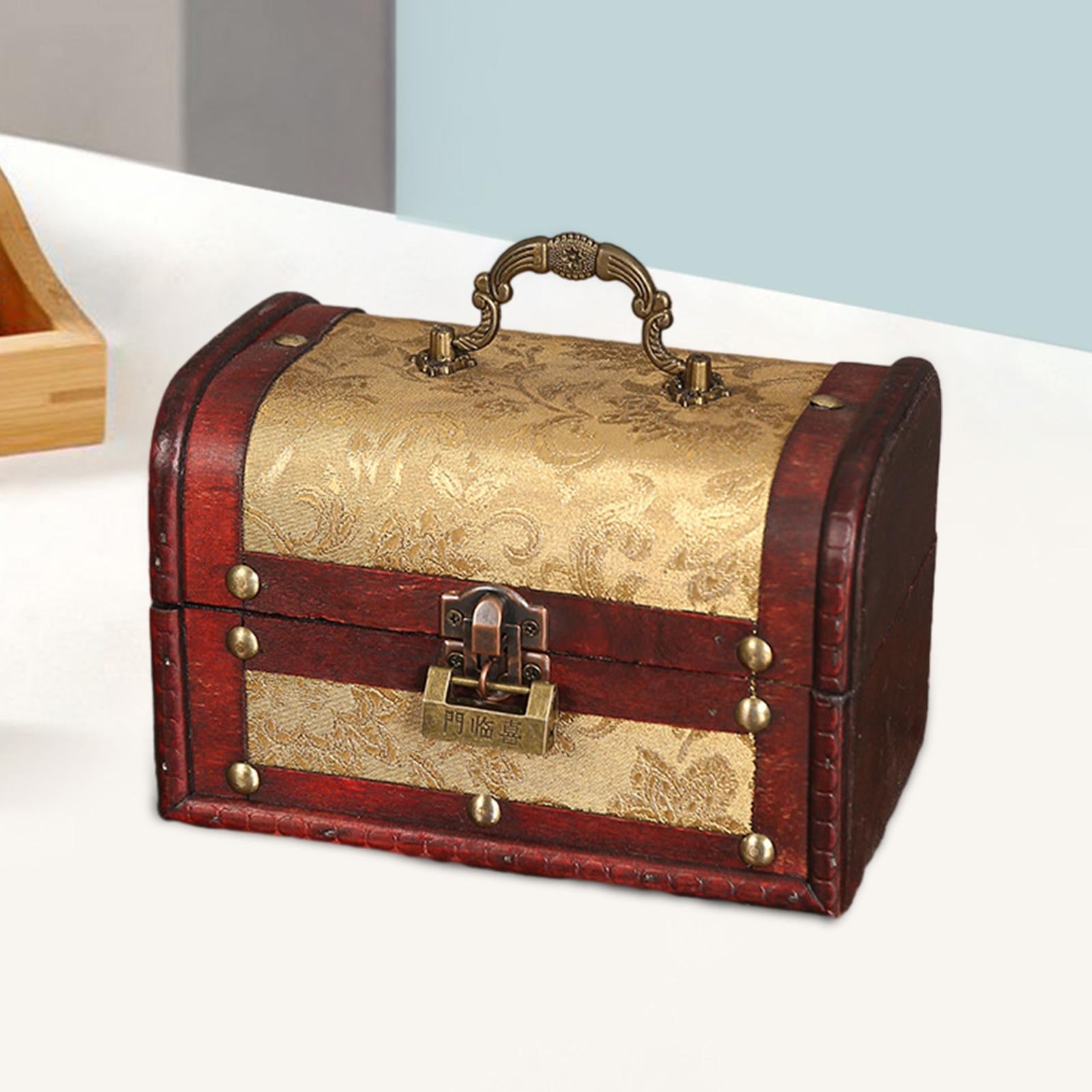 Portable Wood Jewelry Storage Box Old Fashioned for Pendant Brooch Hair Clip Style C