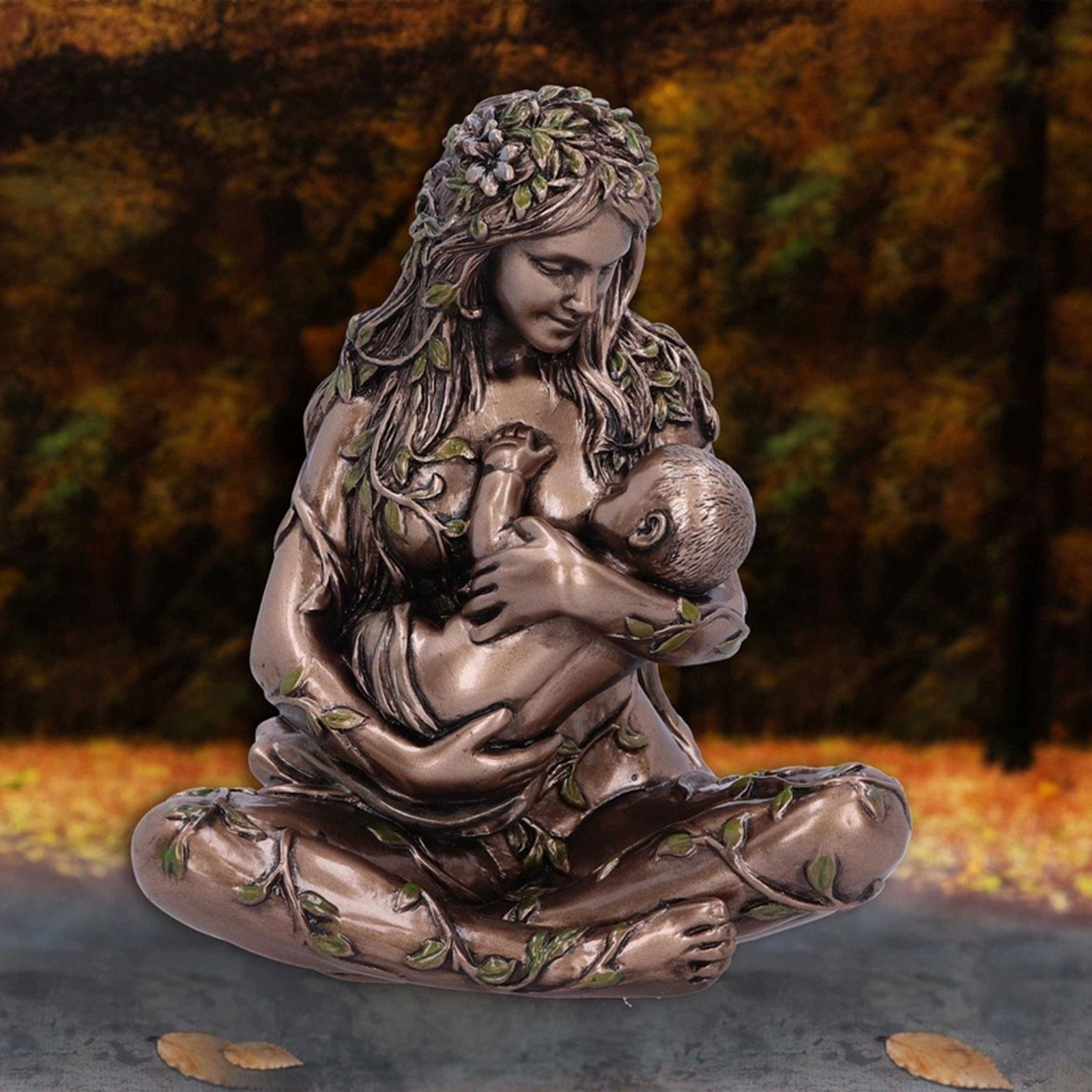 Mother Earth Statue Woman Crafts Sculpture for Bookshelf Living Room Bedroom