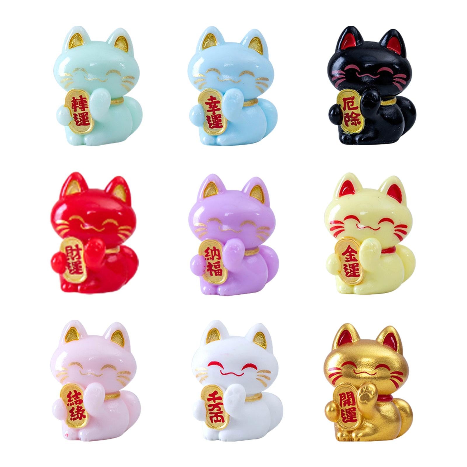 Lucky Cat Statue Resin Cartoon Desktop Ornament for Centerpiece Shelf Office