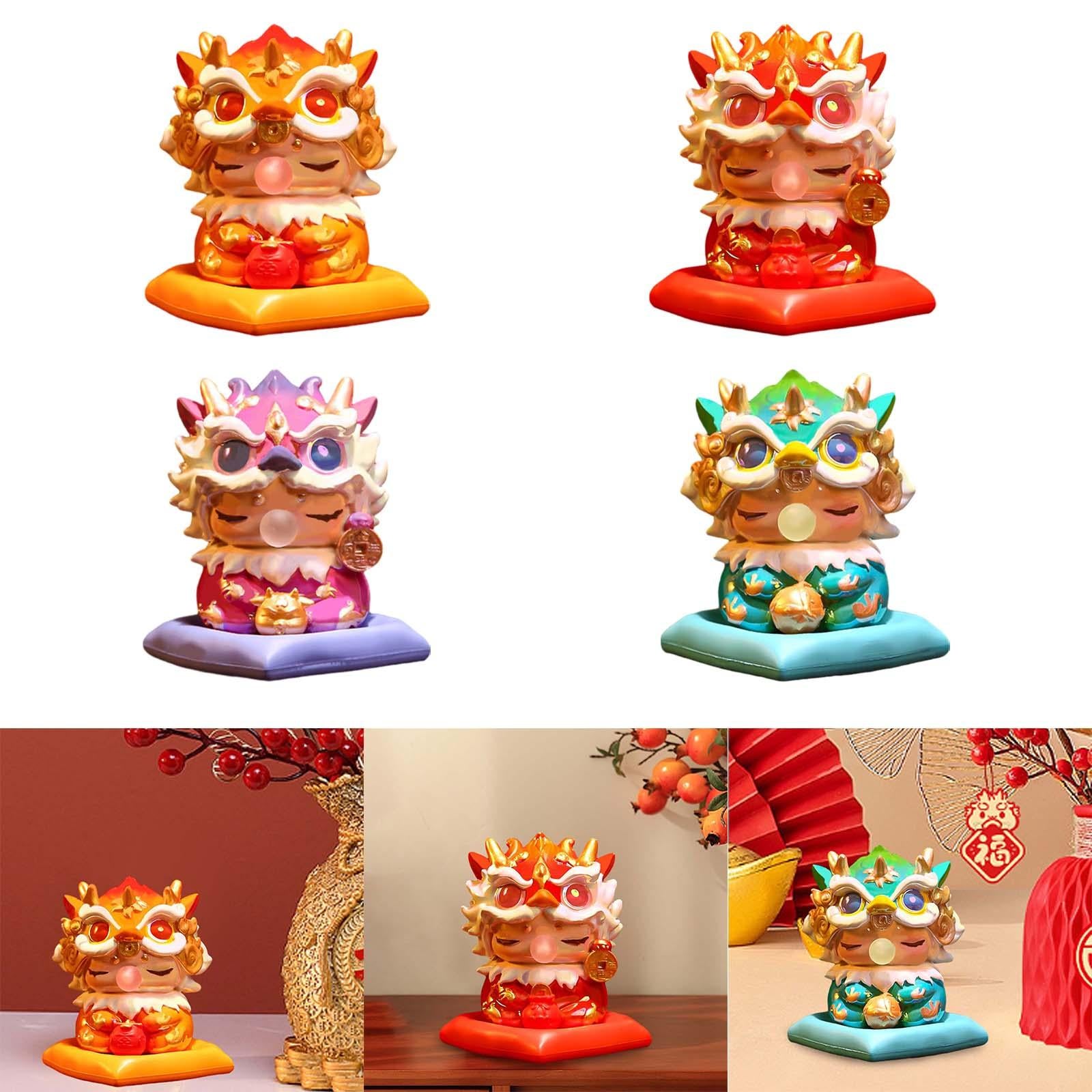 Mini Dragon Statue Miniature Dragon Figurines for Bookshelf Living Room Home Gold