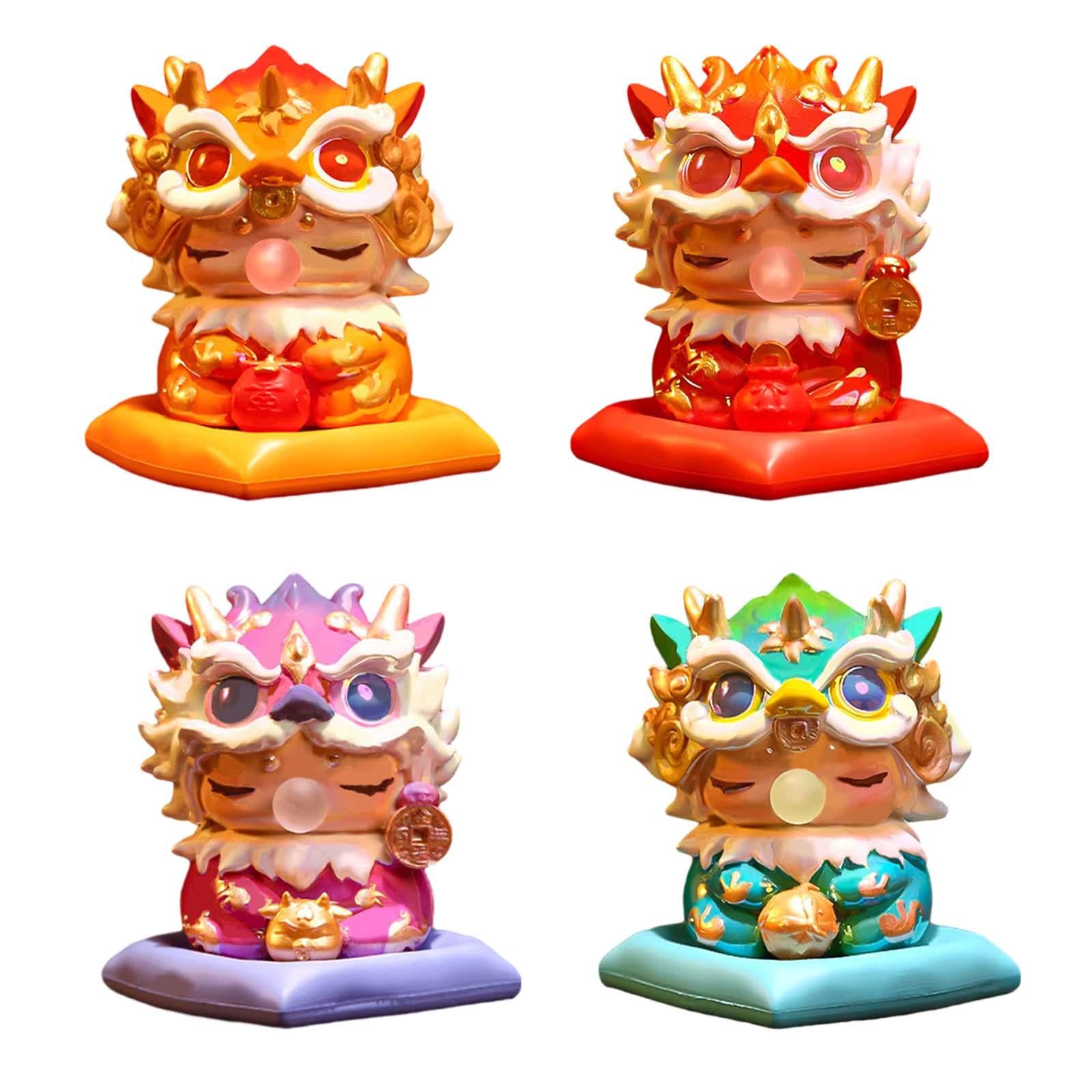 Mini Dragon Statue Miniature Dragon Figurines for Bookshelf Living Room Home Gold