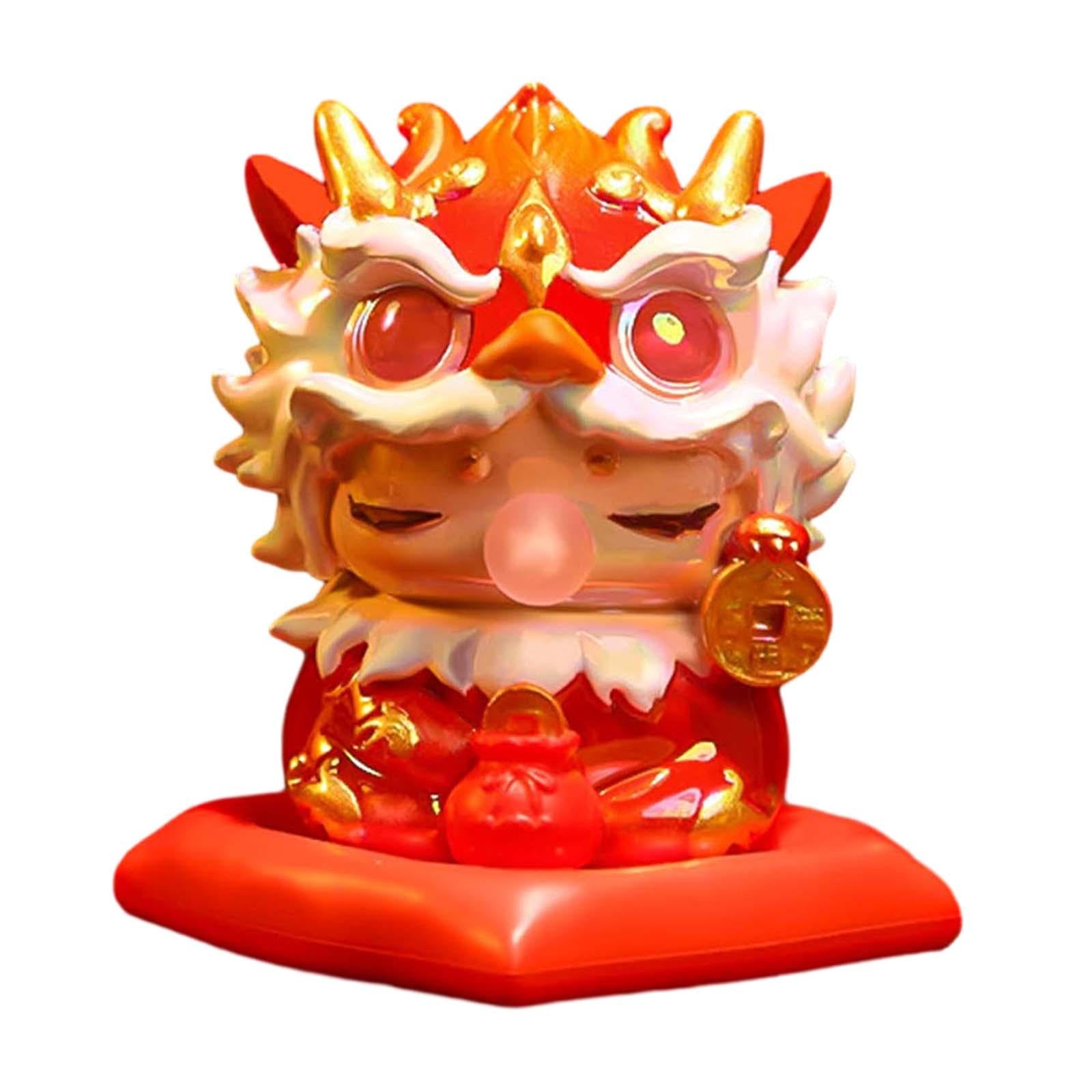 Mini Dragon Statue Miniature Dragon Figurines for Bookshelf Living Room Home Red