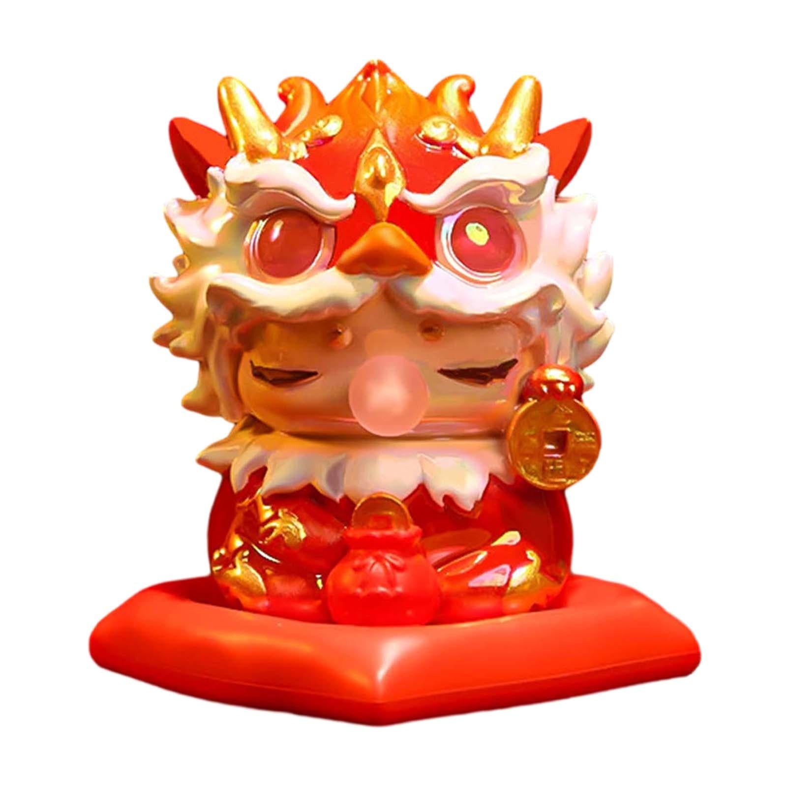 Mini Dragon Statue Miniature Dragon Figurines for Bookshelf Living Room Home Red