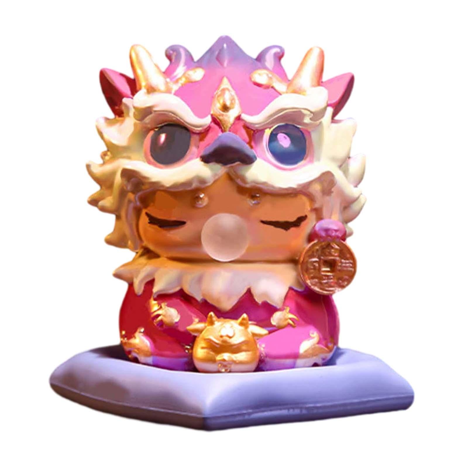Mini Dragon Statue Miniature Dragon Figurines for Bookshelf Living Room Home Purple