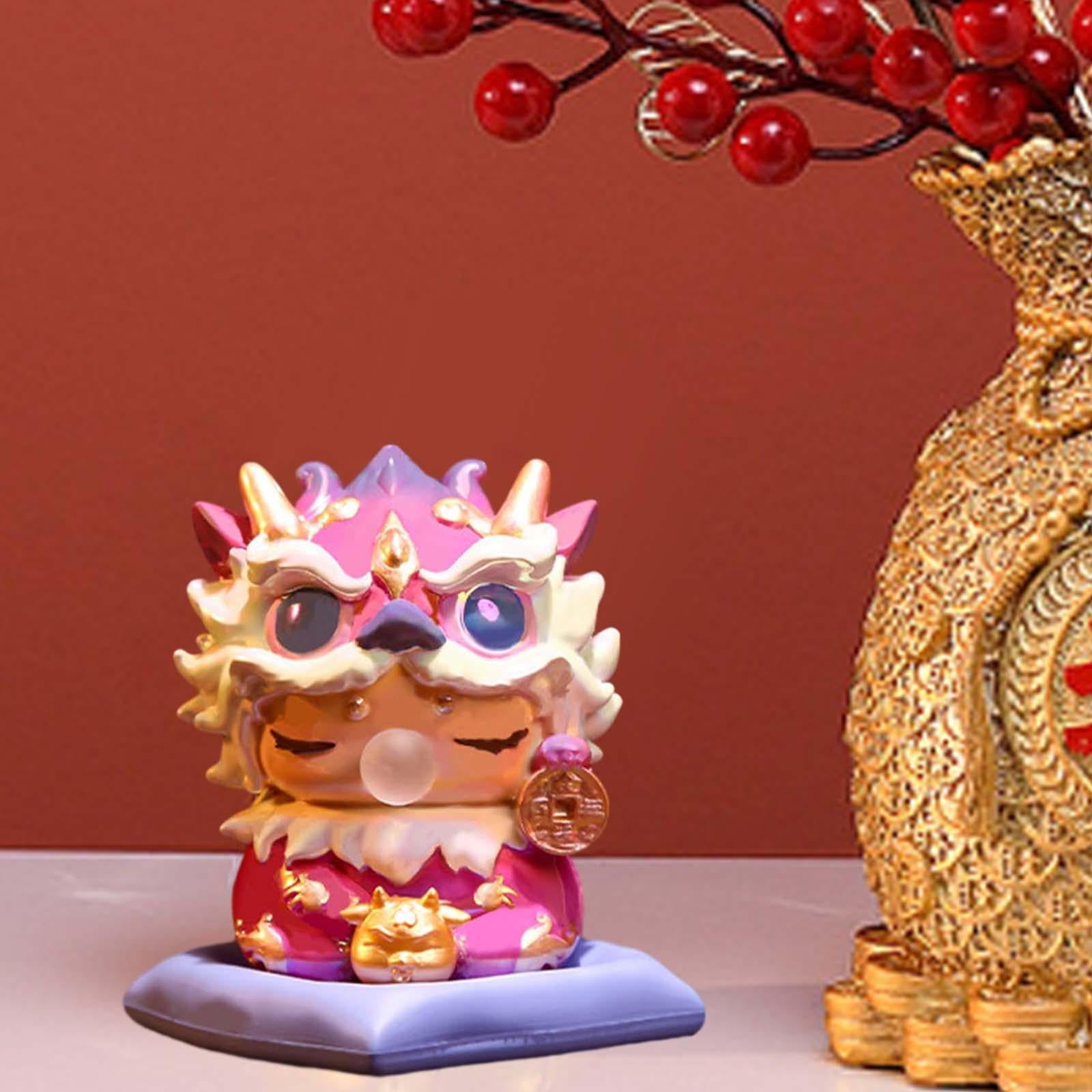 Mini Dragon Statue Miniature Dragon Figurines for Bookshelf Living Room Home Purple