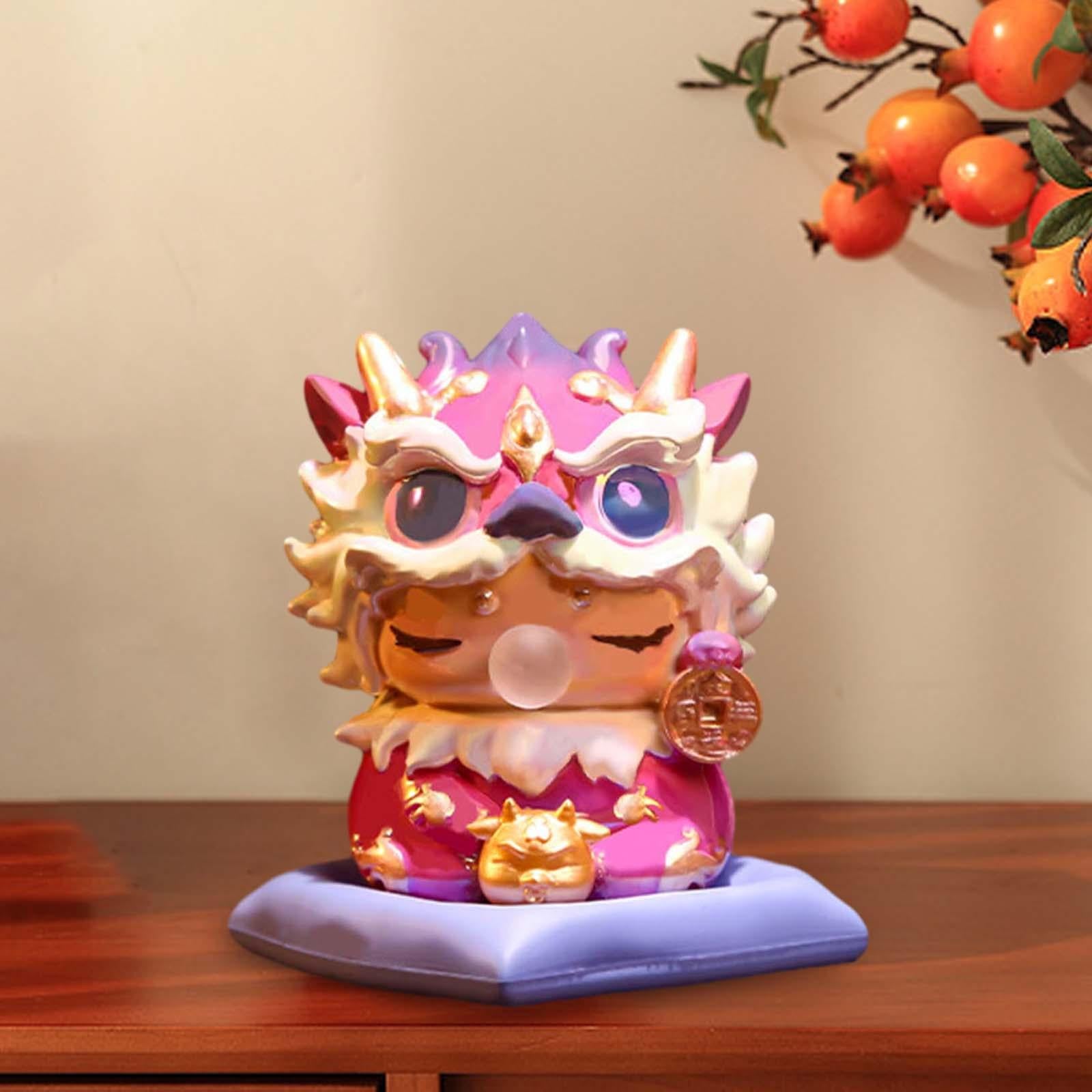 Mini Dragon Statue Miniature Dragon Figurines for Bookshelf Living Room Home Purple