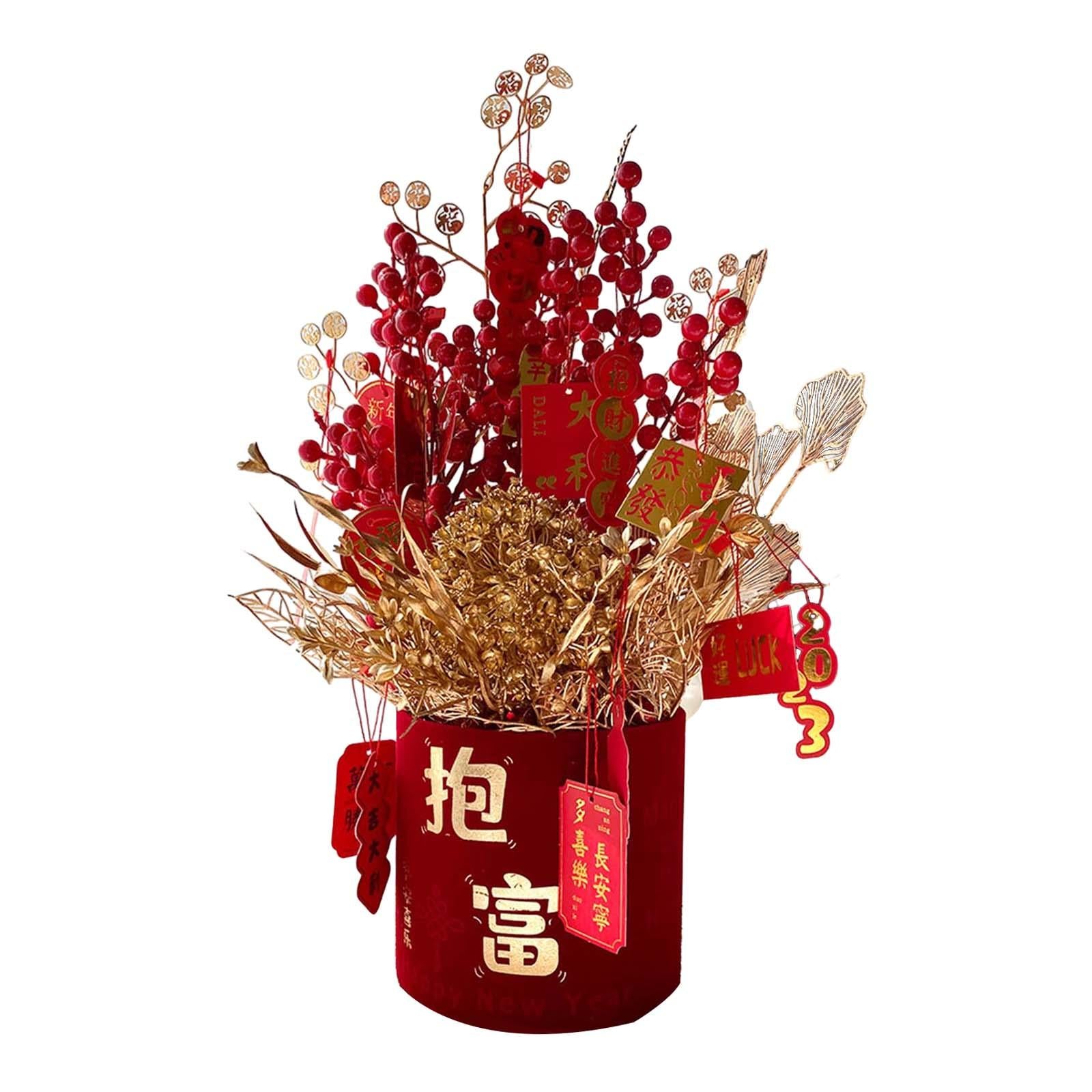 New Year Lucky Flower Vase Desk Fireplace for Housewarming Apartment Wedding Style C