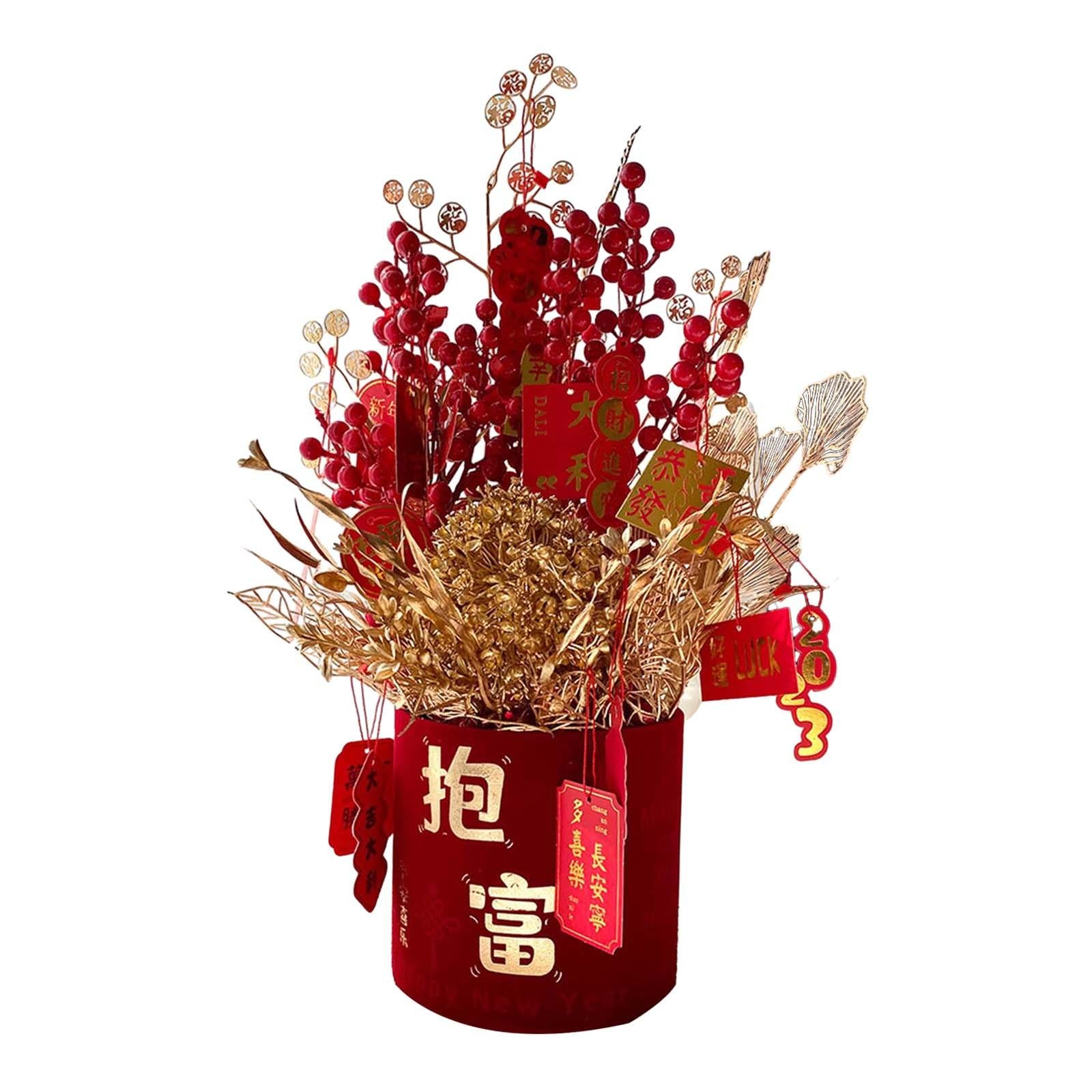 New Year Lucky Flower Vase Desk Fireplace for Housewarming Apartment Wedding Style C