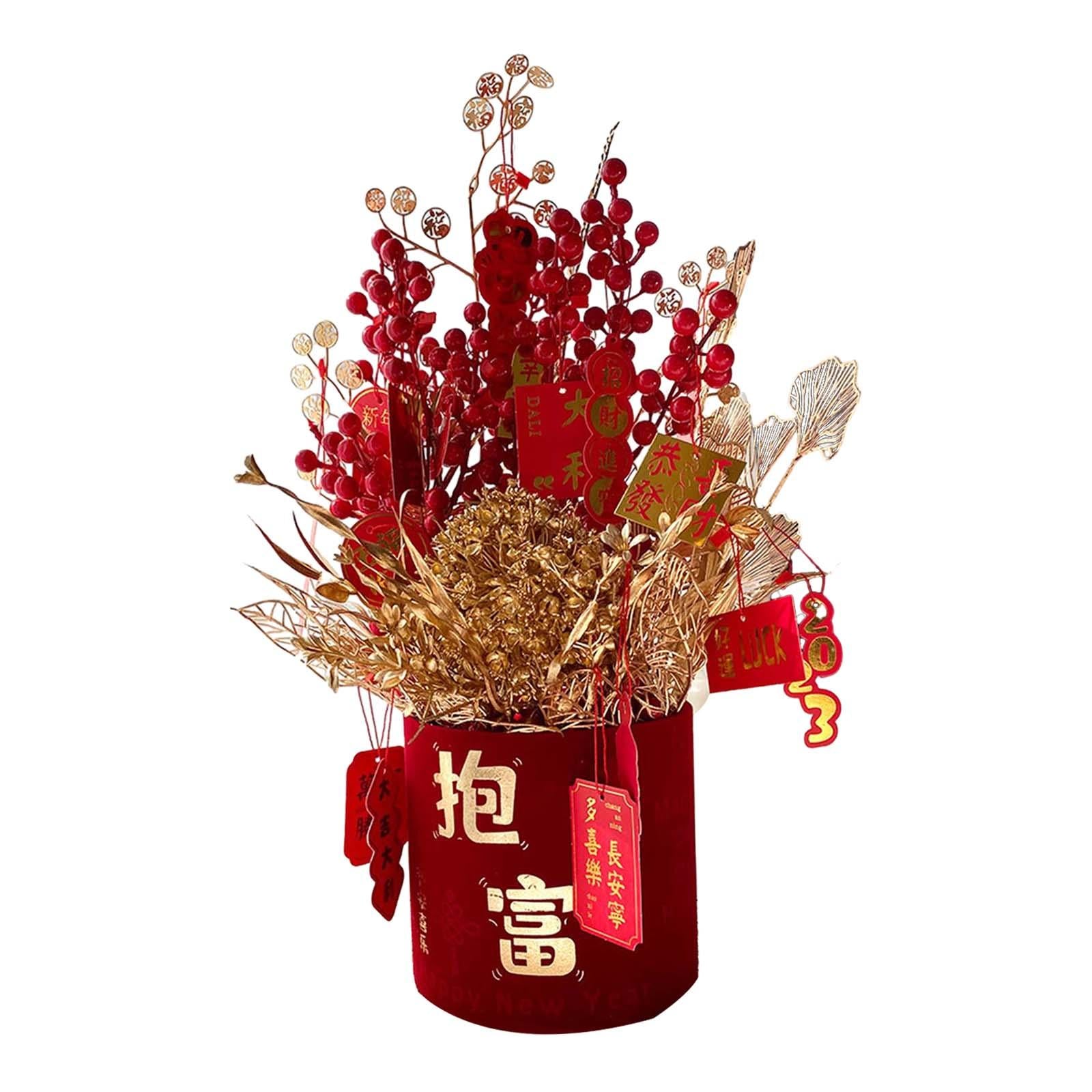 New Year Lucky Flower Vase Desk Fireplace for Housewarming Apartment Wedding Style C