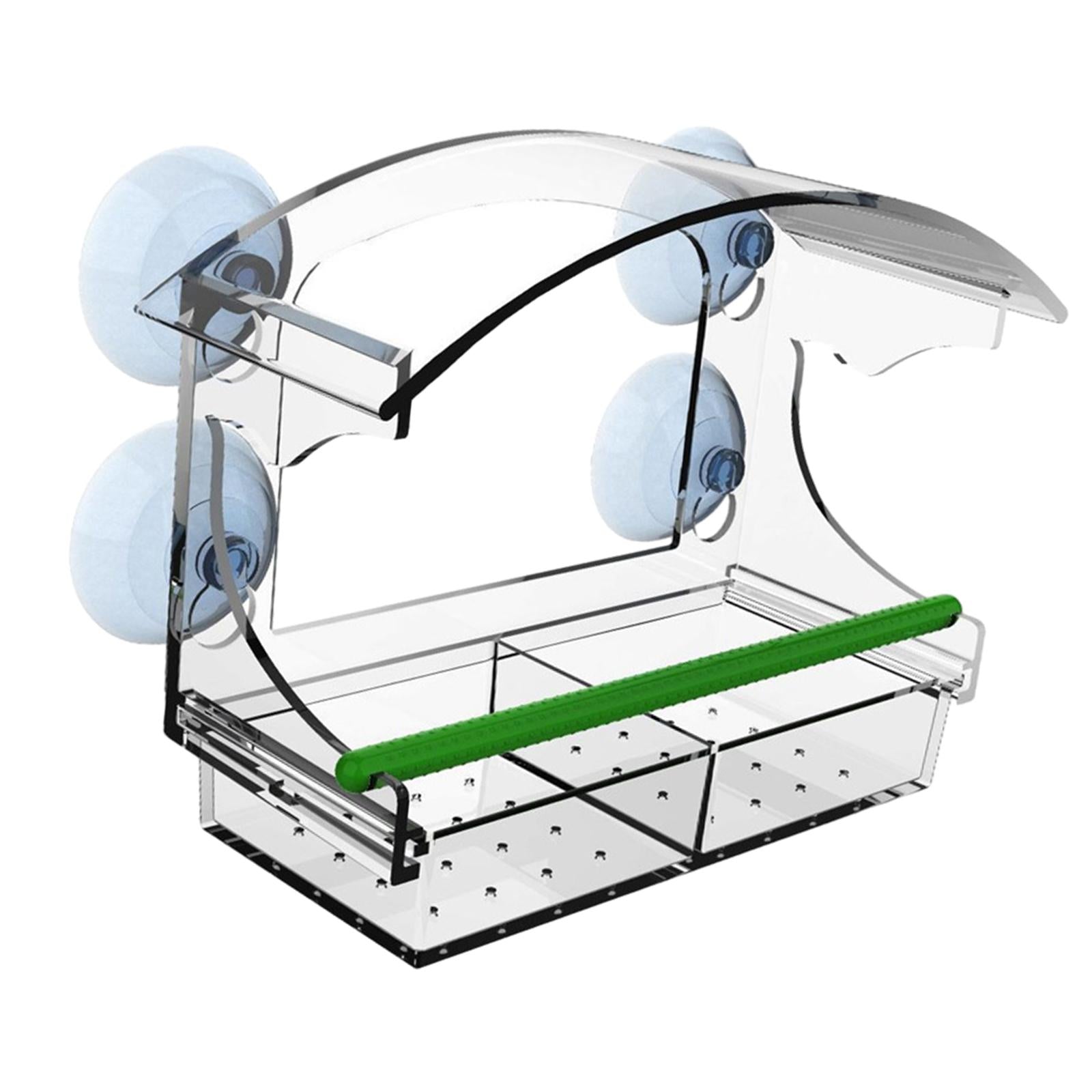 Clear Bird Feeder for Window Durable Drainage Holes with Strong Suction Cups