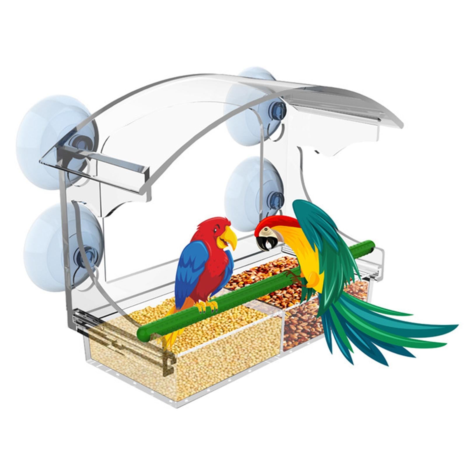 Clear Bird Feeder for Window Durable Drainage Holes with Strong Suction Cups