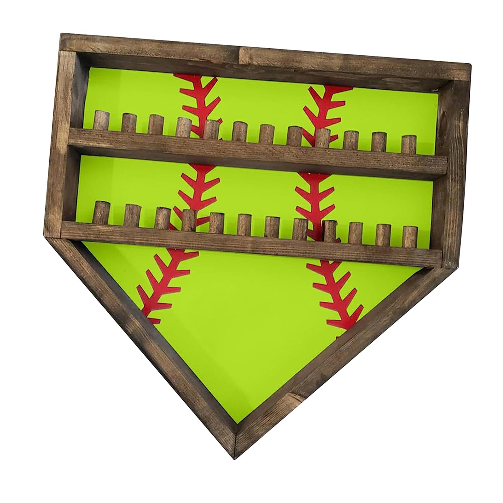 Baseball Display Case Shadow Box Rack for Autographed Baseball Balls Display Green