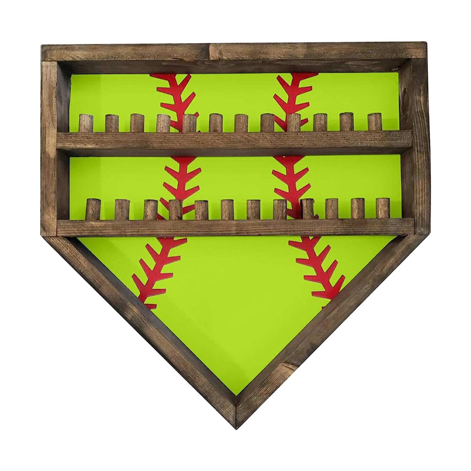 Baseball Display Case Shadow Box Rack for Autographed Baseball Balls Display Green