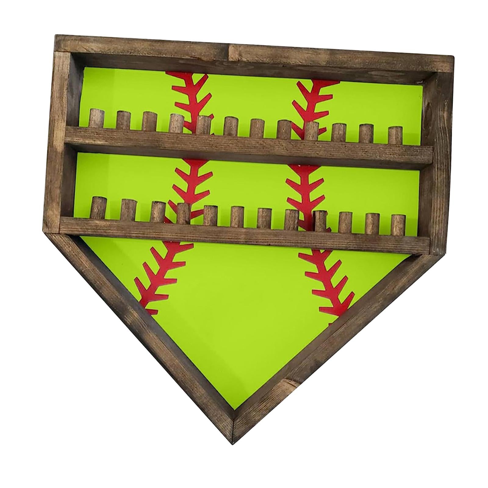 Baseball Display Case Shadow Box Rack for Autographed Baseball Balls Display Green
