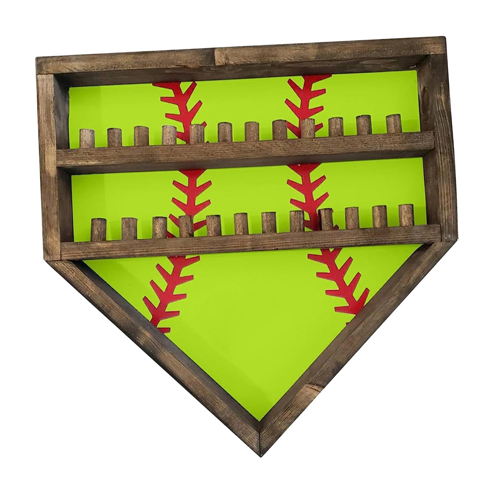 Baseball Display Case Shadow Box Rack for Autographed Baseball Balls Display Green