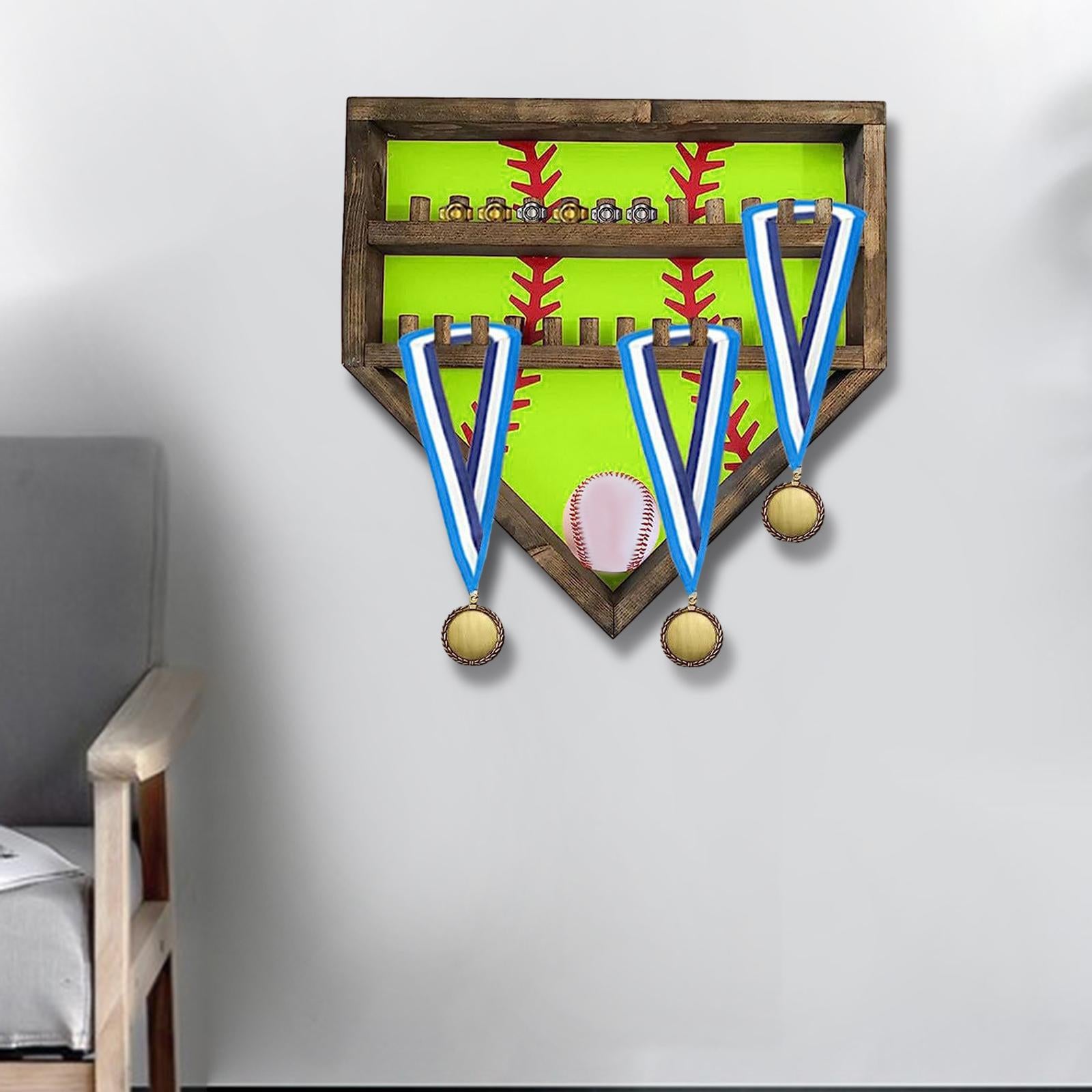 Baseball Display Case Shadow Box Rack for Autographed Baseball Balls Display Green