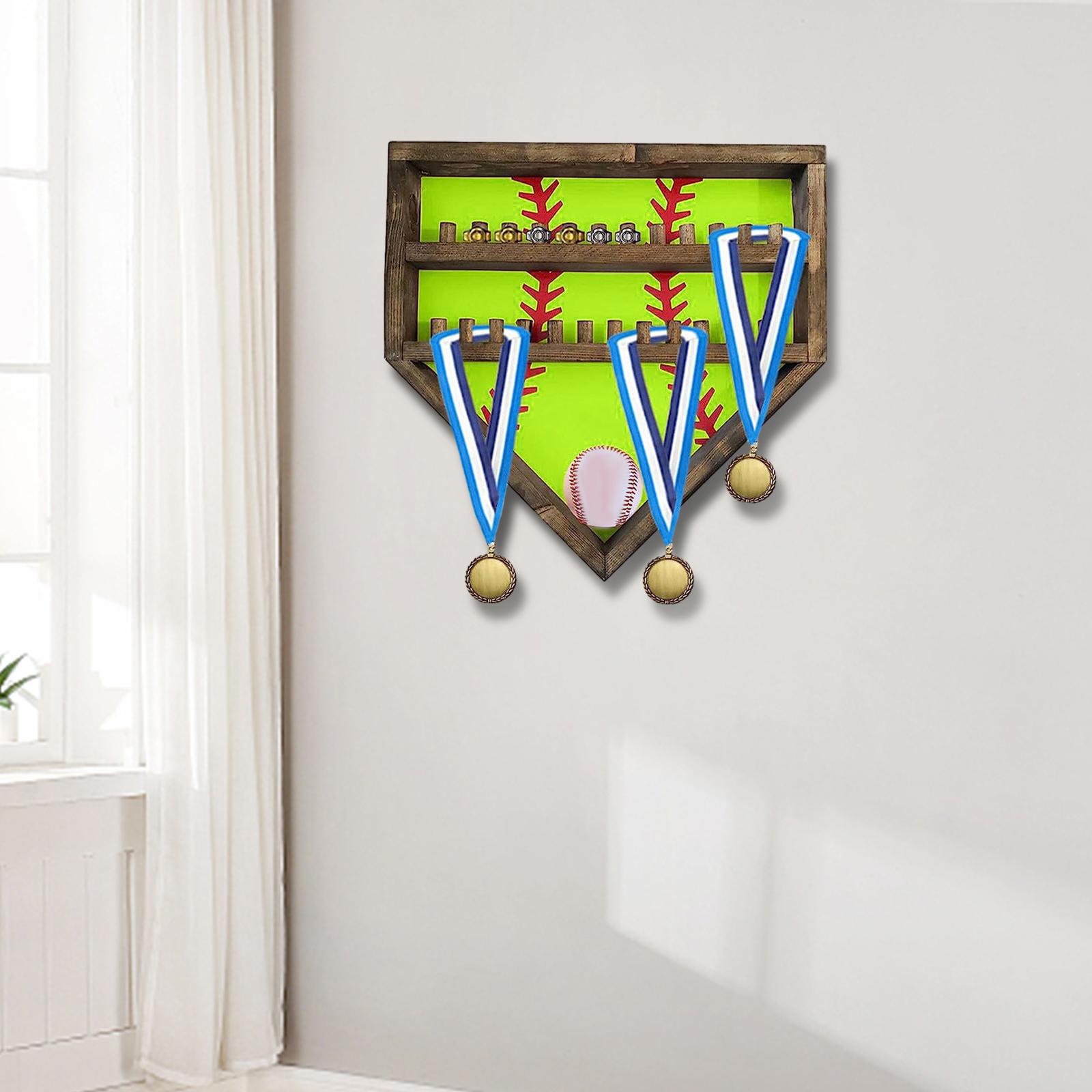 Baseball Display Case Shadow Box Rack for Autographed Baseball Balls Display Green