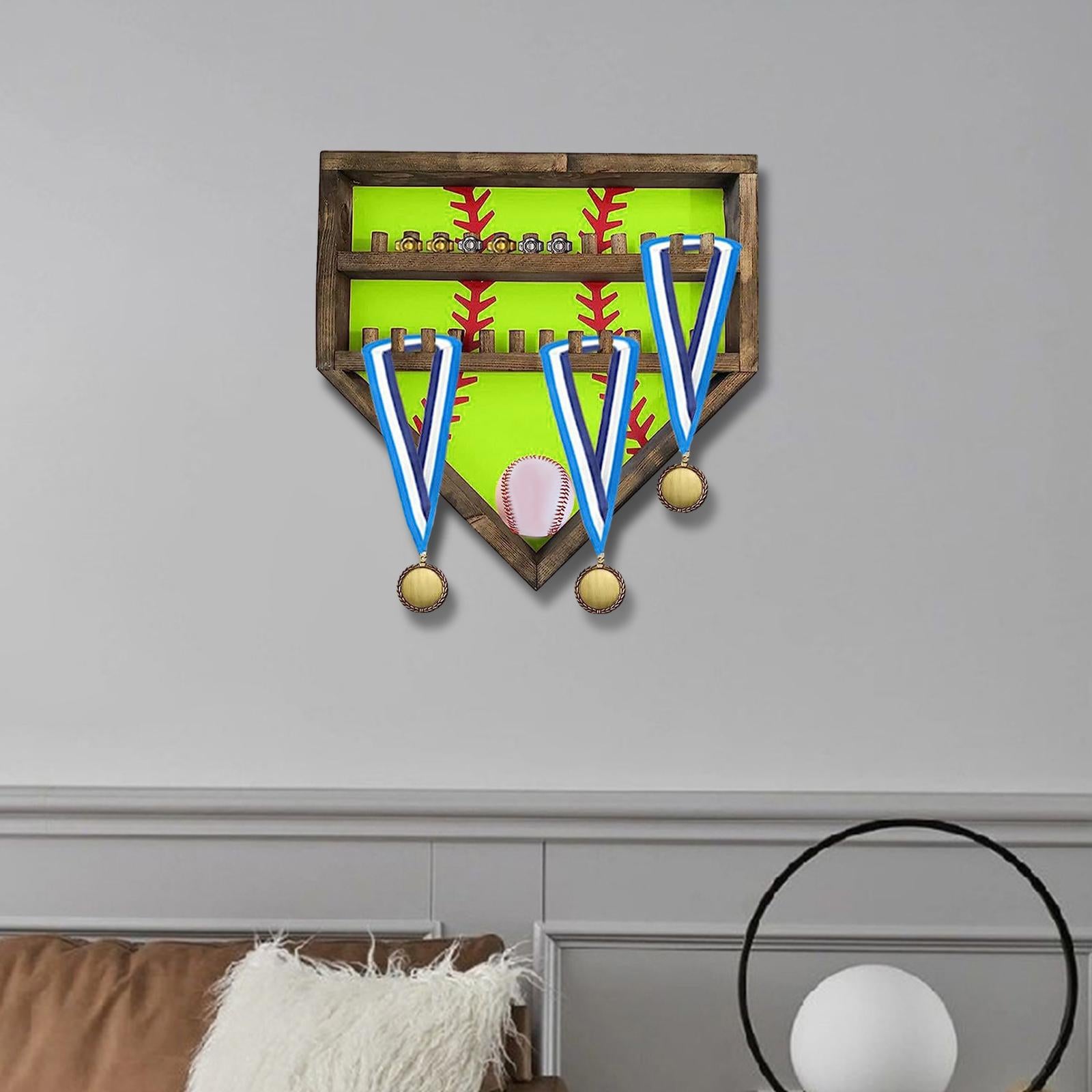 Baseball Display Case Shadow Box Rack for Autographed Baseball Balls Display Green