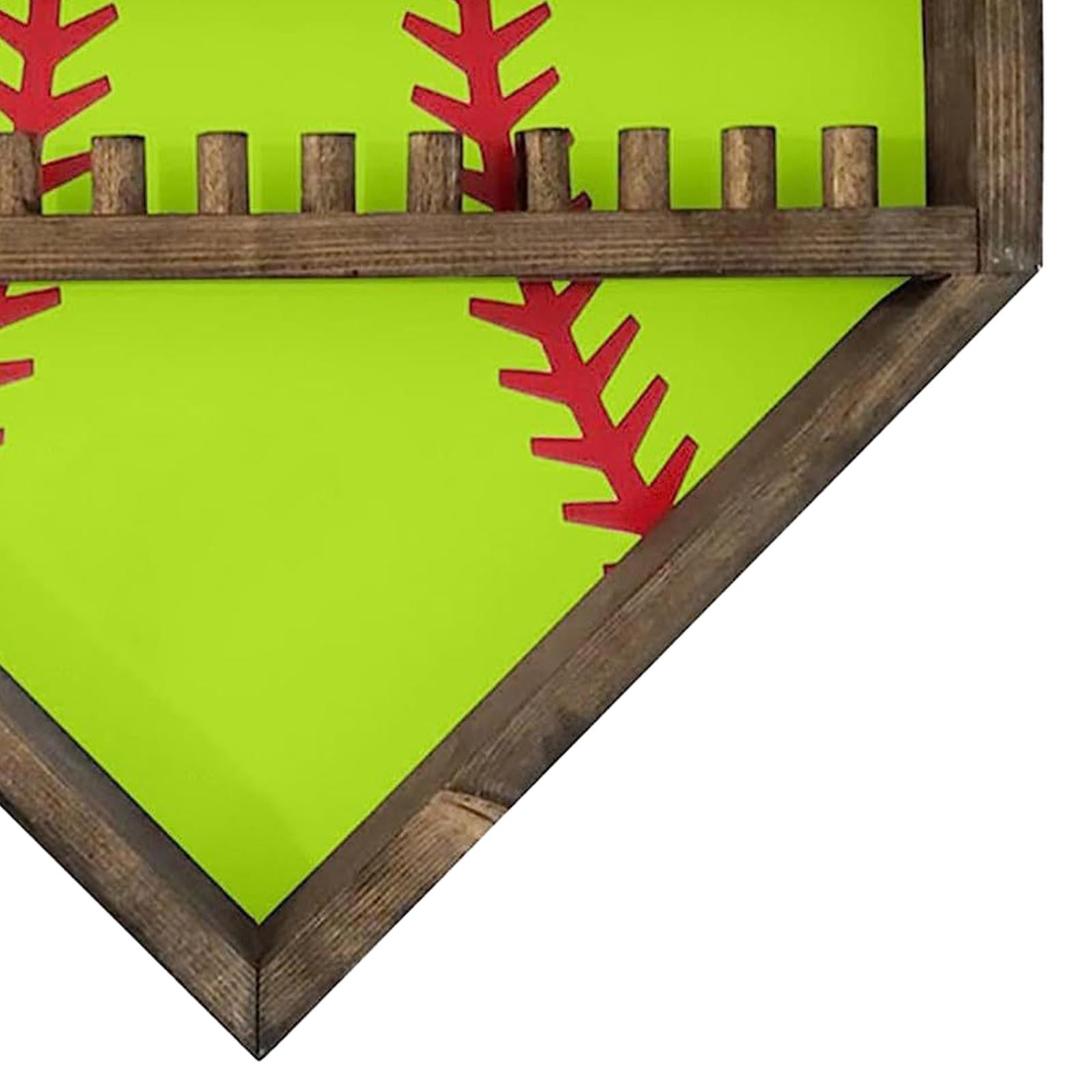 Baseball Display Case Shadow Box Rack for Autographed Baseball Balls Display Green