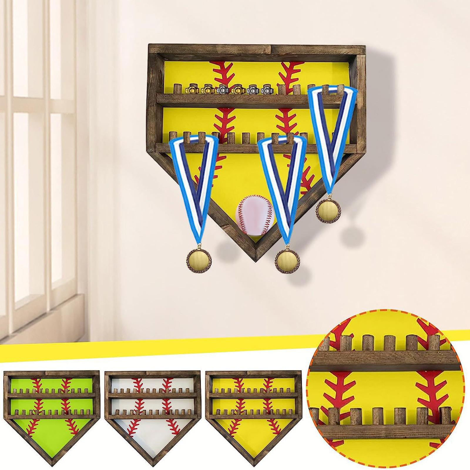 Baseball Display Case Shadow Box Rack for Autographed Baseball Balls Display Yellow