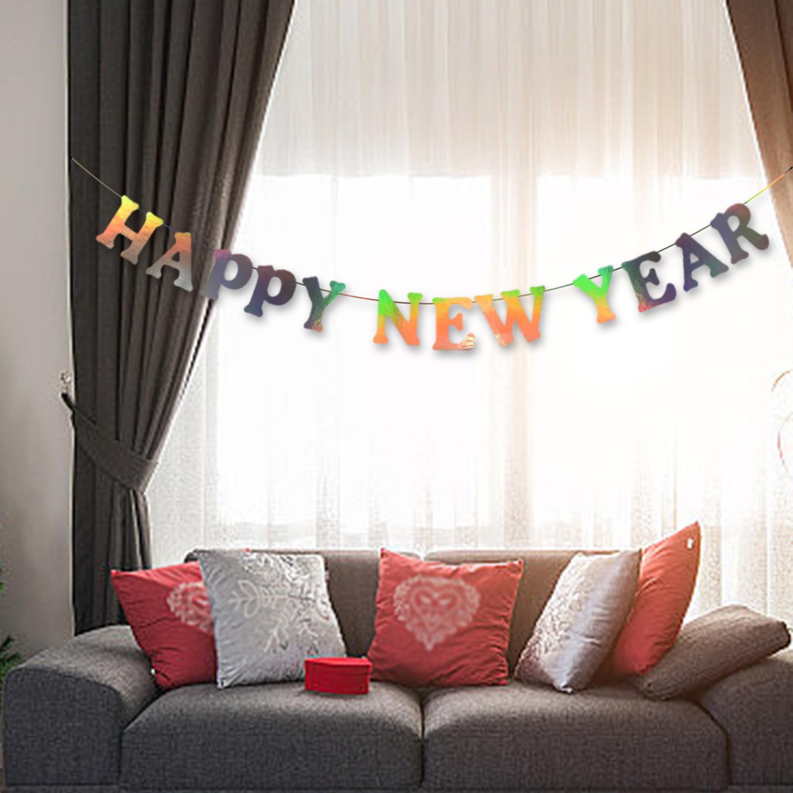 2024 Happy New Year Banner with String Party Supplies for Living Room Sturdy Style B