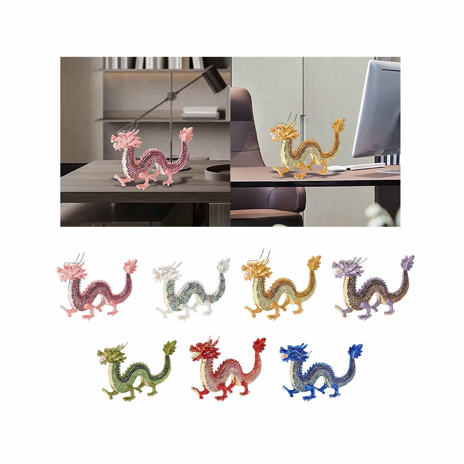 Alloy Chinese Dragon Year Figurine Decoration Classic House Warming Gift Pink