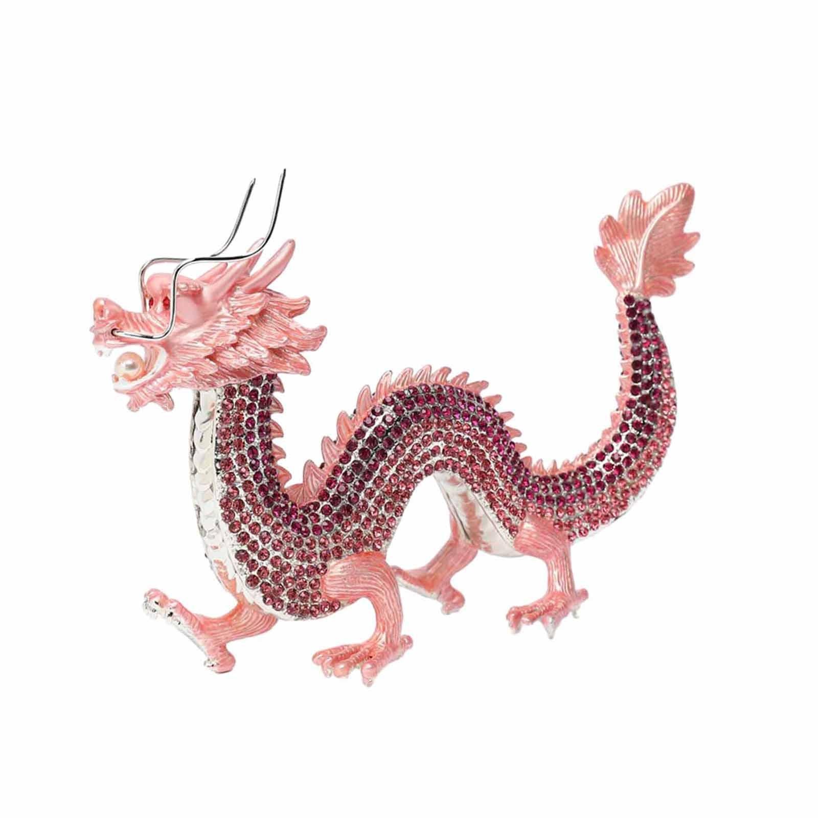 Alloy Chinese Dragon Year Figurine Decoration Classic House Warming Gift Pink