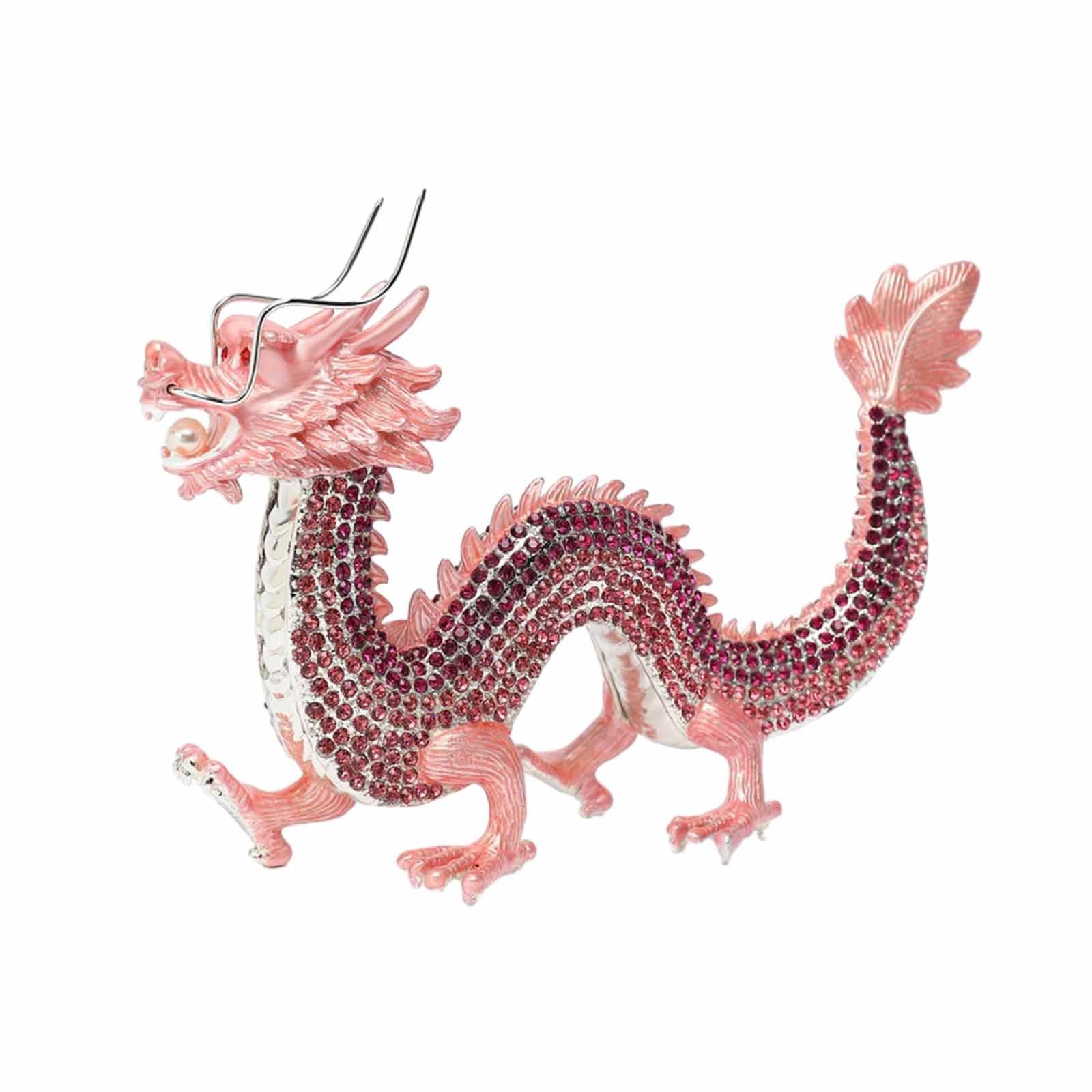 Alloy Chinese Dragon Year Figurine Decoration Classic House Warming Gift Pink