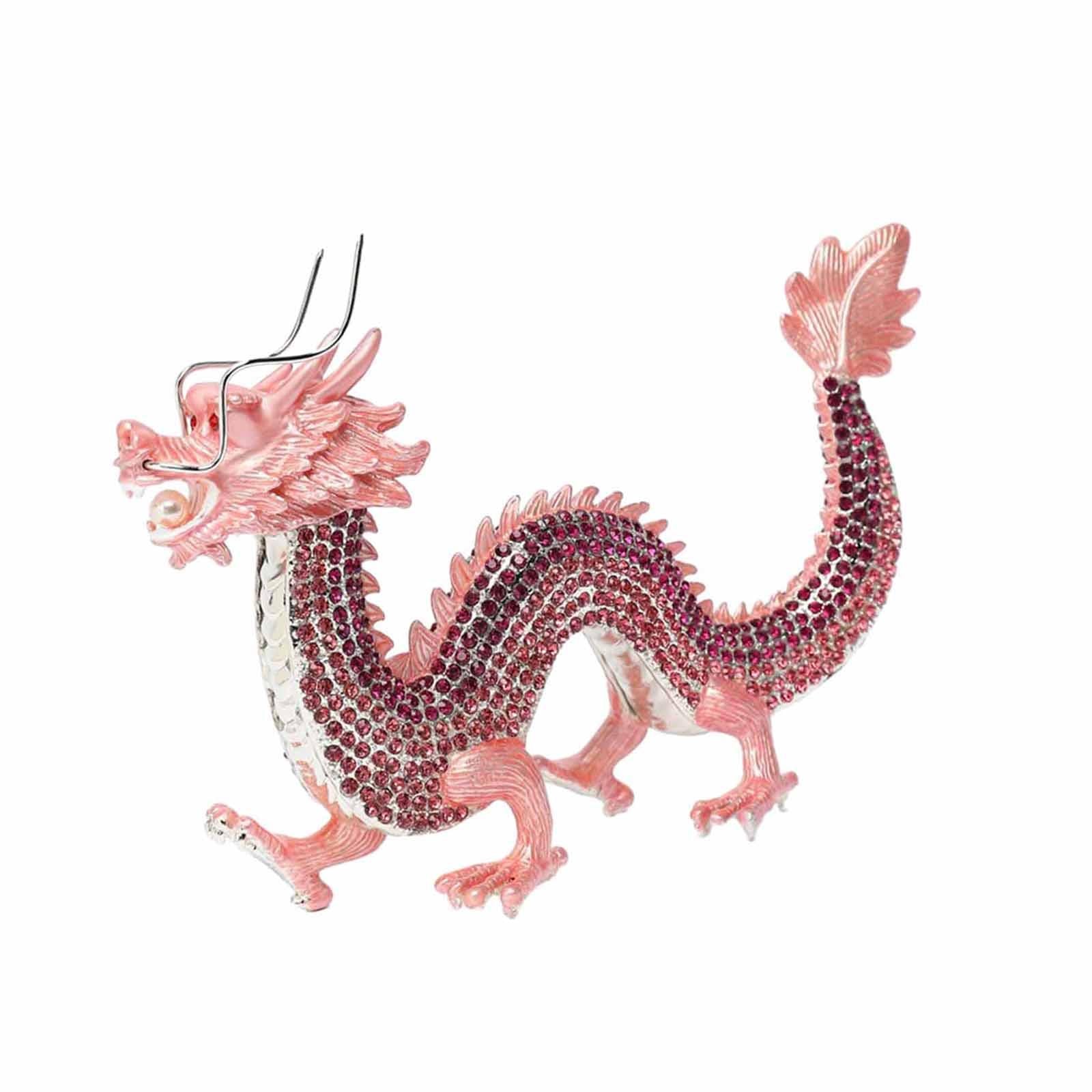 Alloy Chinese Dragon Year Figurine Decoration Classic House Warming Gift Pink
