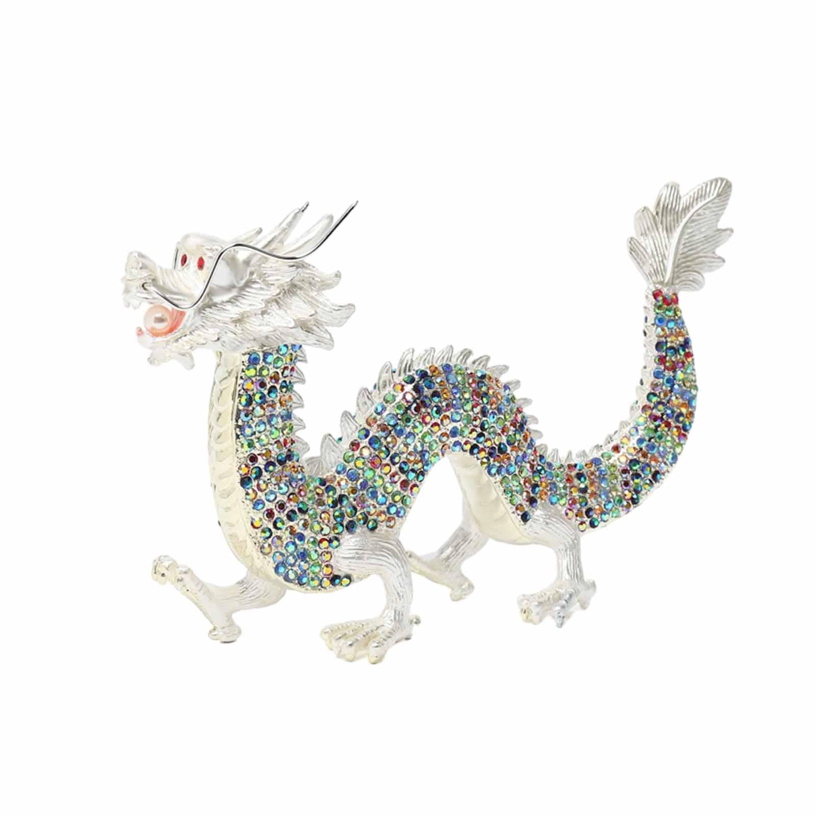 Alloy Chinese Dragon Year Figurine Decoration Classic House Warming Gift White