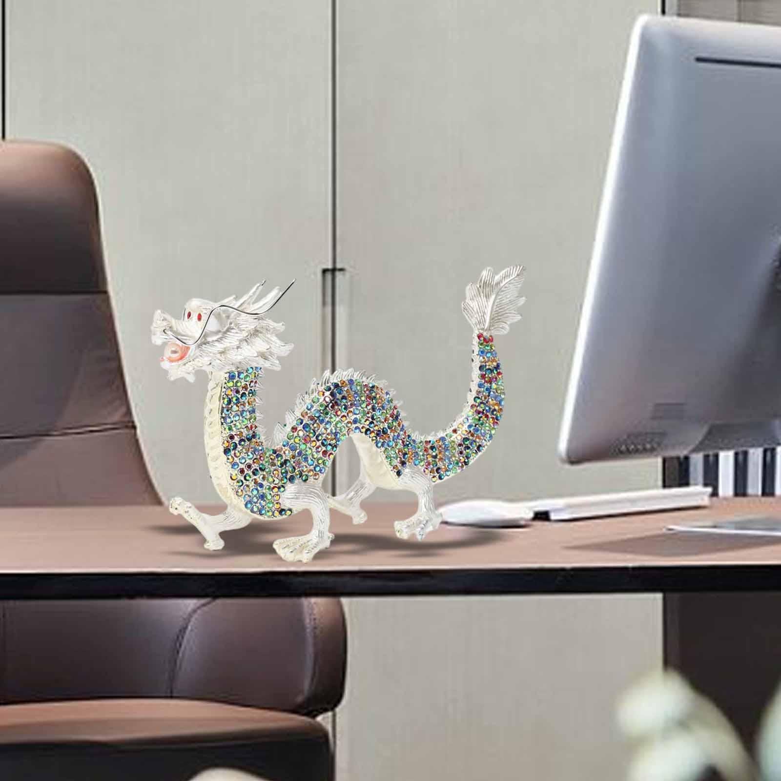 Alloy Chinese Dragon Year Figurine Decoration Classic House Warming Gift White