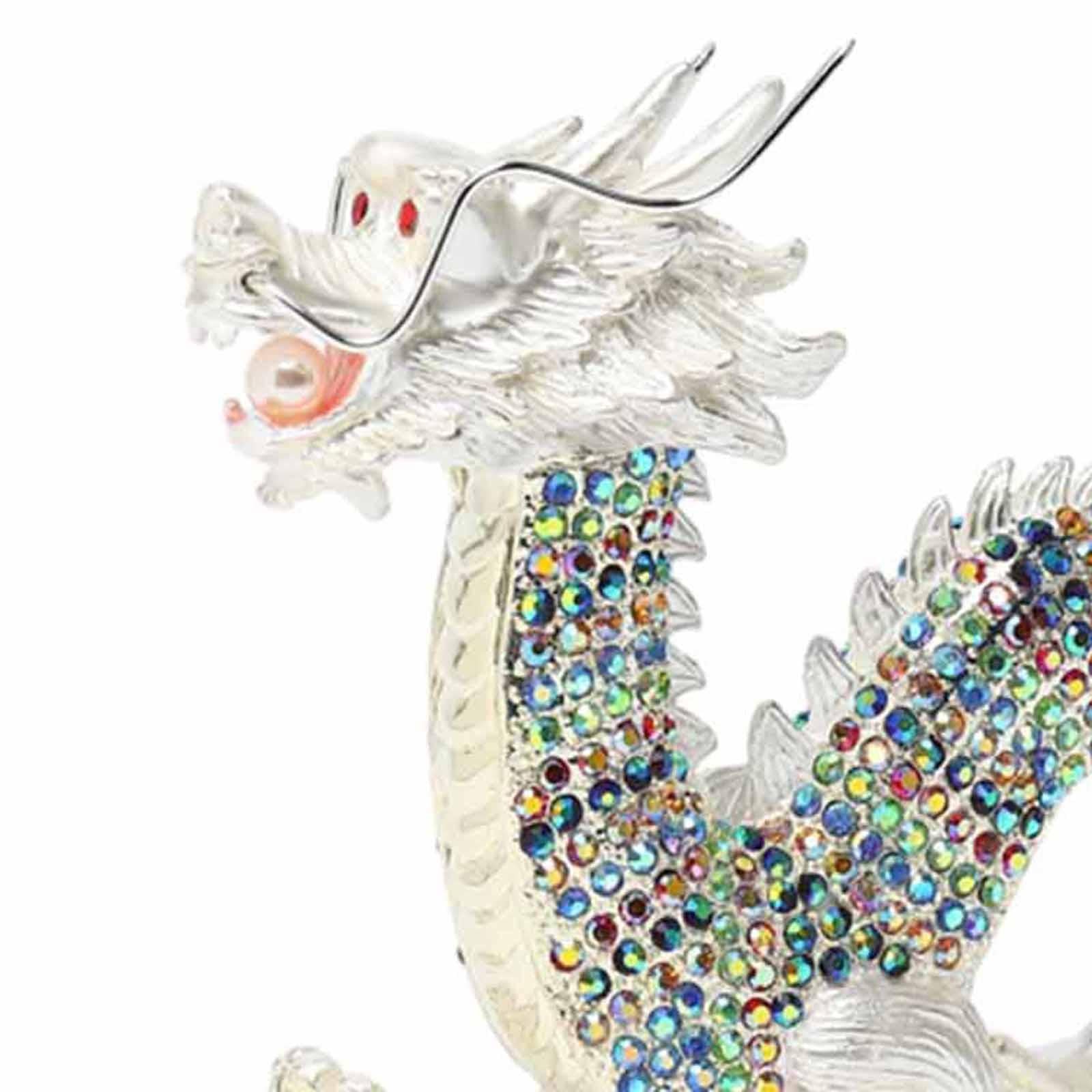 Alloy Chinese Dragon Year Figurine Decoration Classic House Warming Gift White