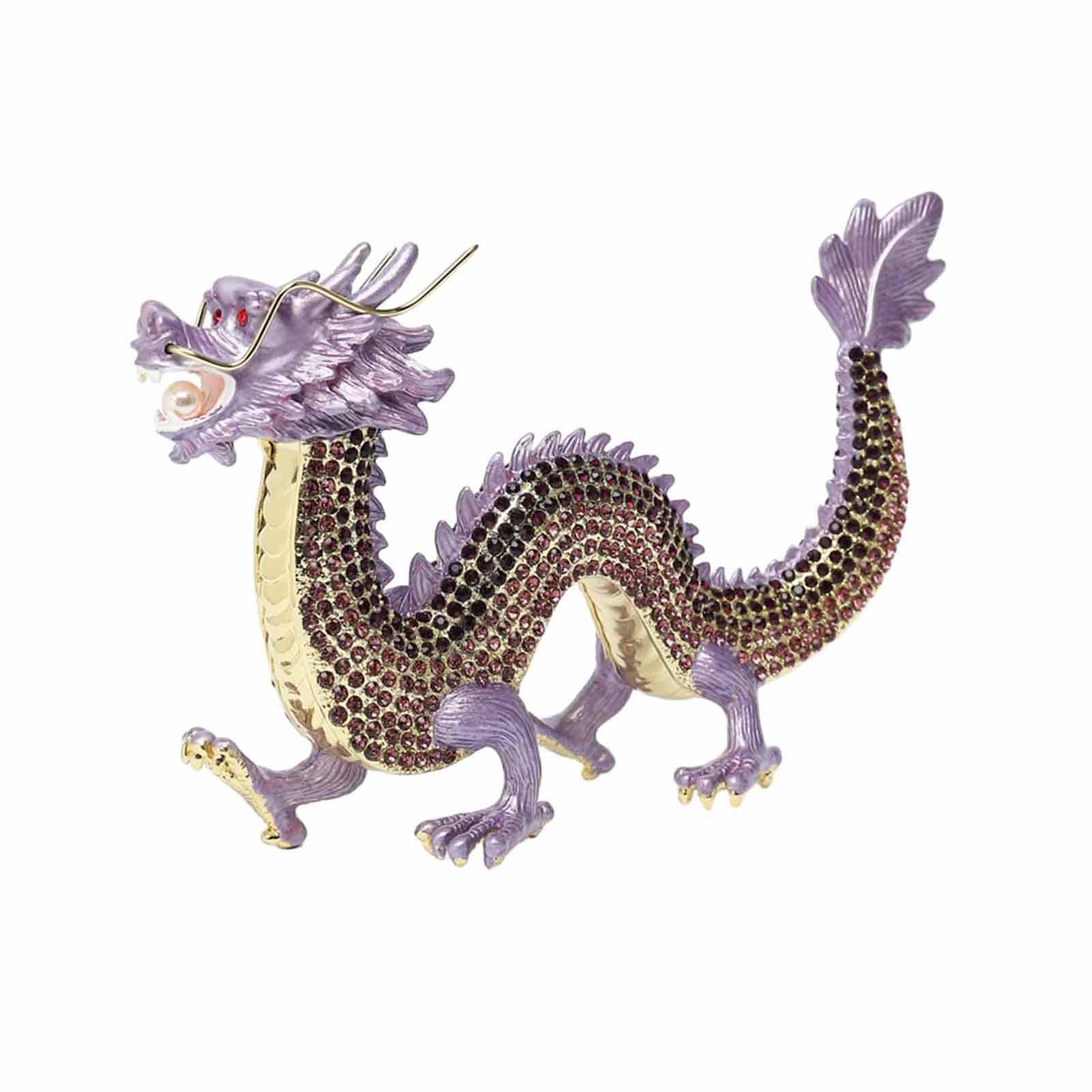 Alloy Chinese Dragon Year Figurine Decoration Classic House Warming Gift Purple