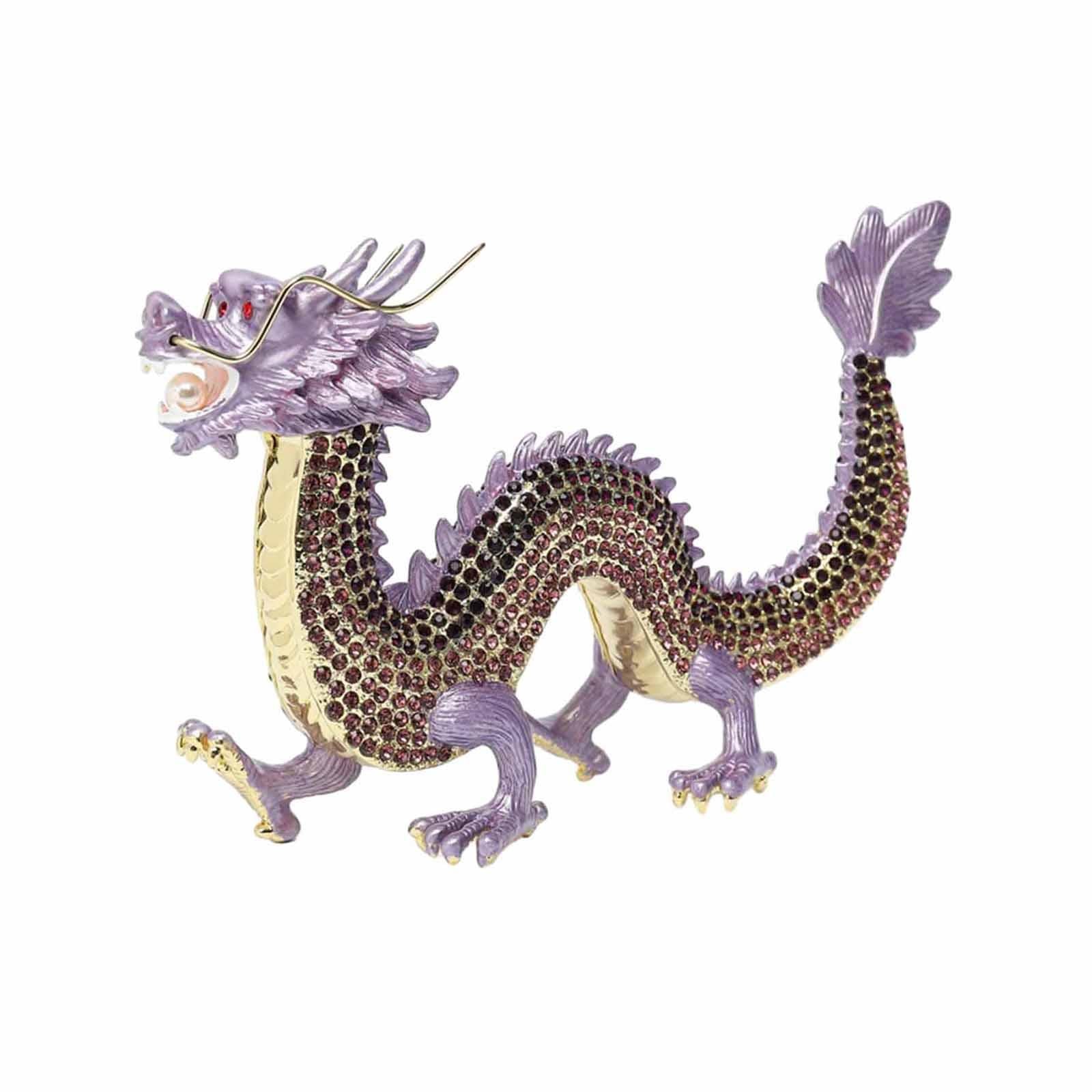 Alloy Chinese Dragon Year Figurine Decoration Classic House Warming Gift Purple