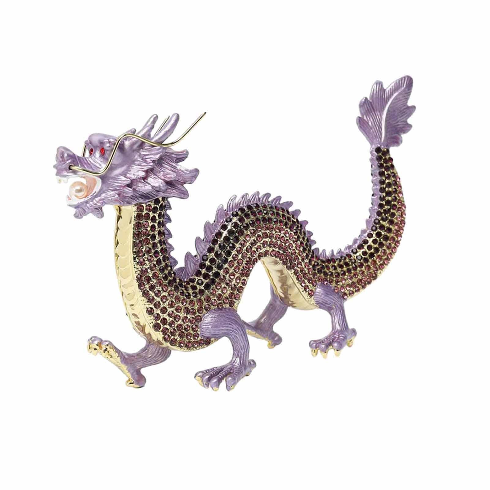 Alloy Chinese Dragon Year Figurine Decoration Classic House Warming Gift Purple