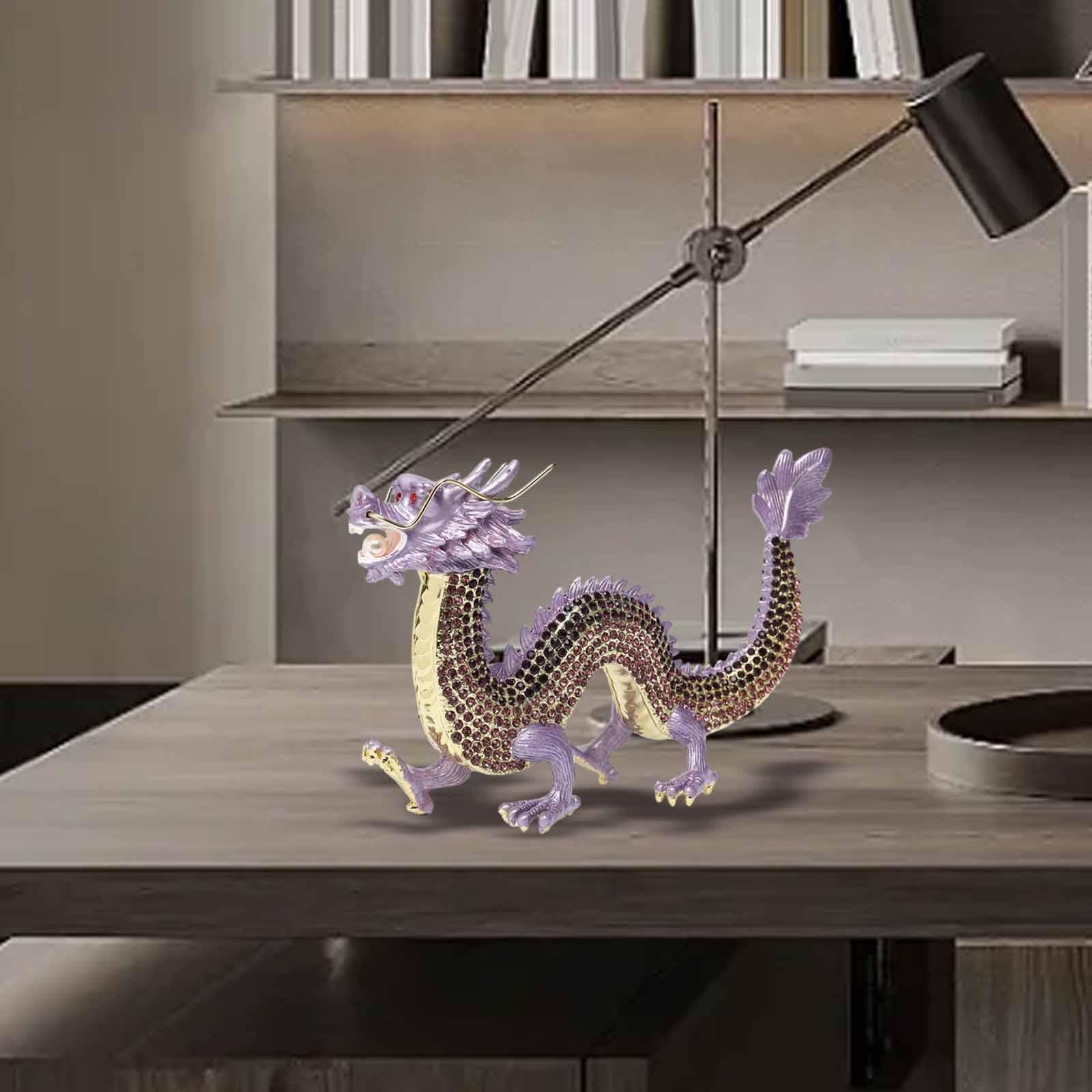 Alloy Chinese Dragon Year Figurine Decoration Classic House Warming Gift Purple