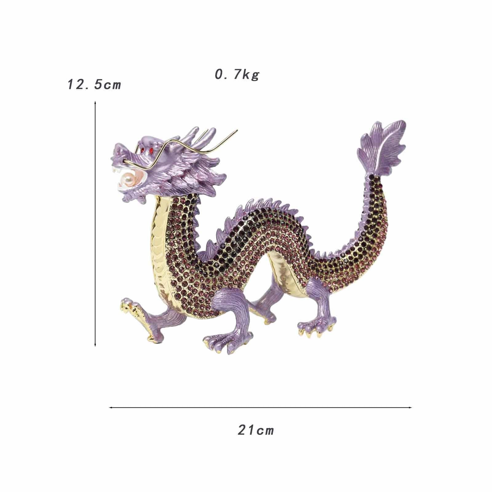 Alloy Chinese Dragon Year Figurine Decoration Classic House Warming Gift Purple