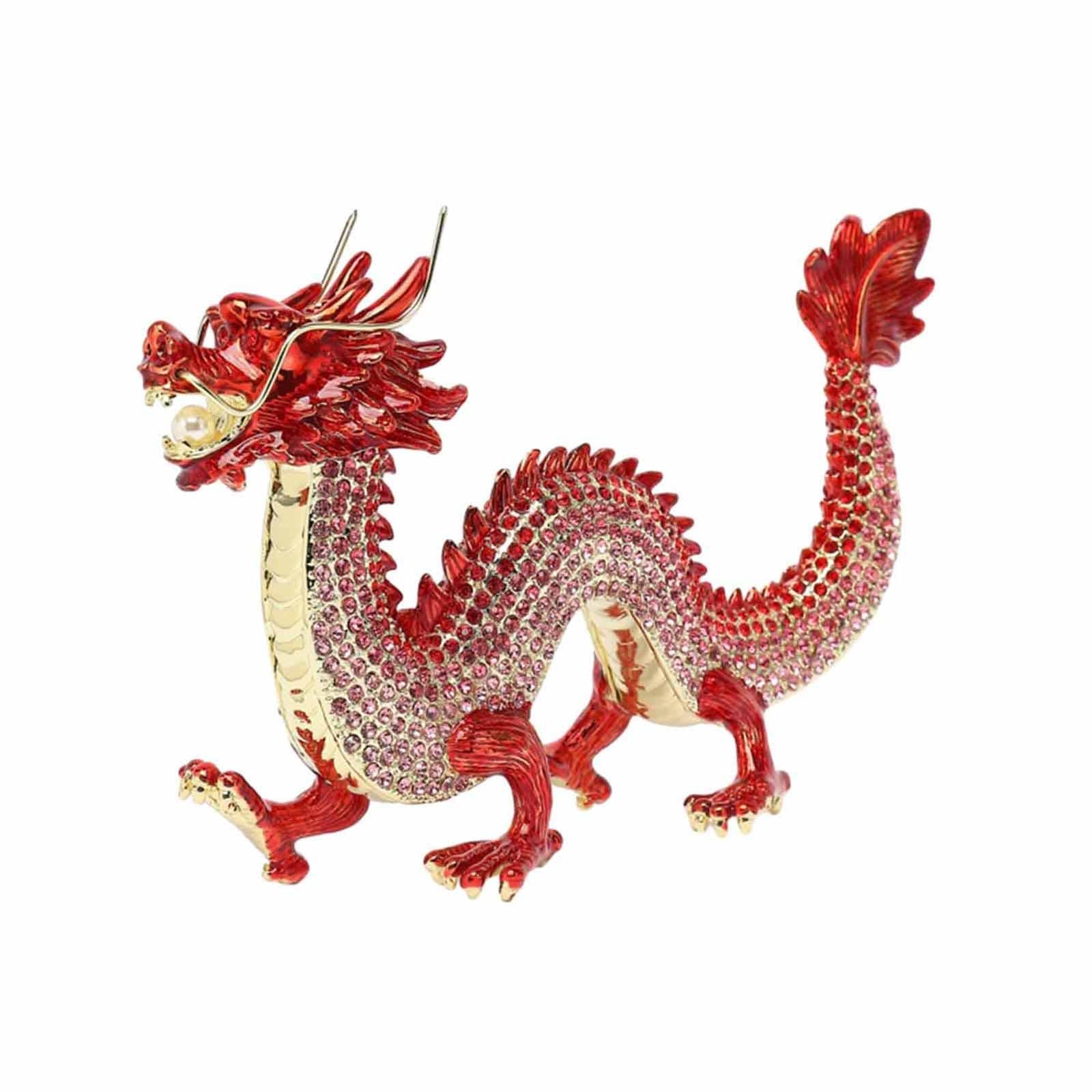 Alloy Chinese Dragon Year Figurine Decoration Classic House Warming Gift Red