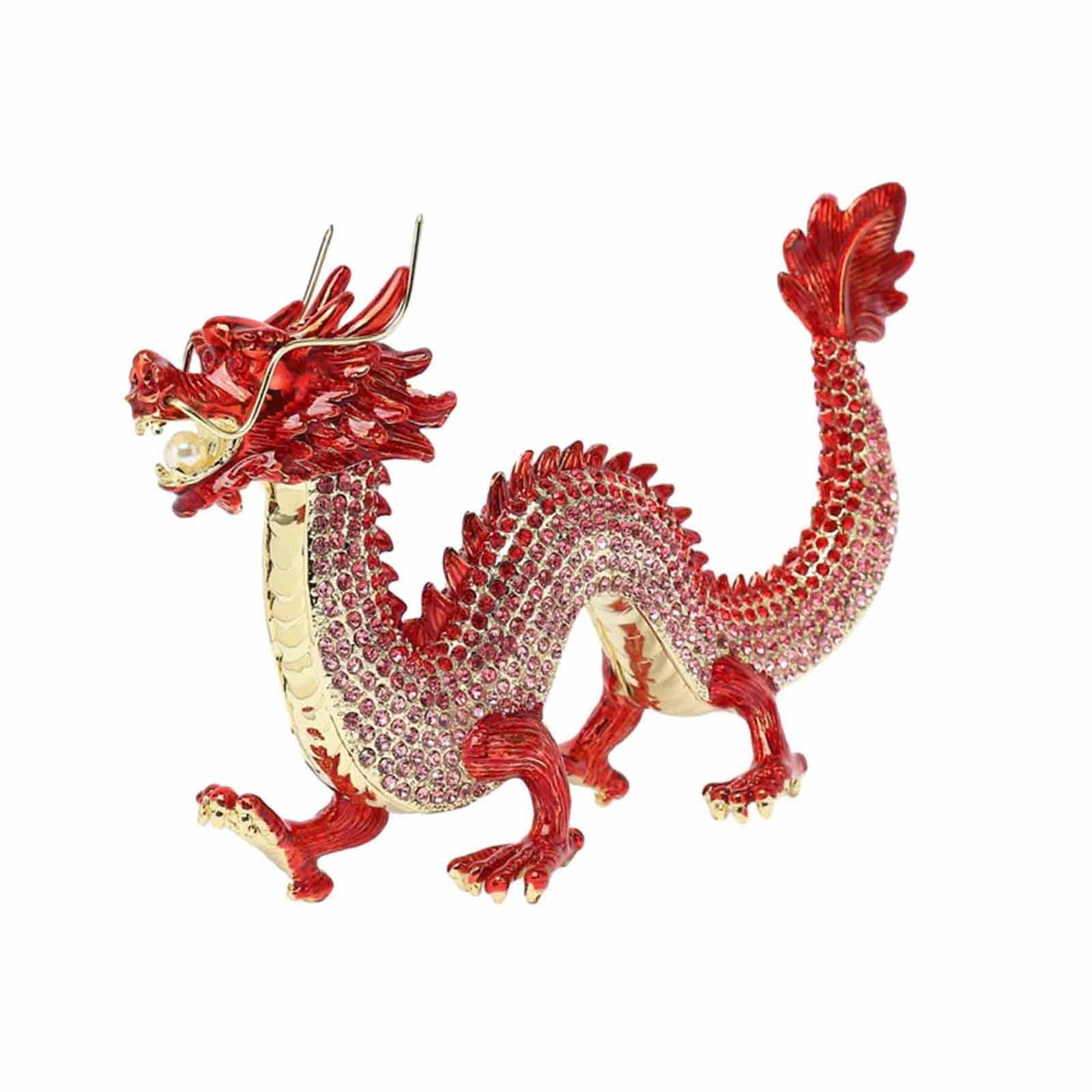Alloy Chinese Dragon Year Figurine Decoration Classic House Warming Gift Red