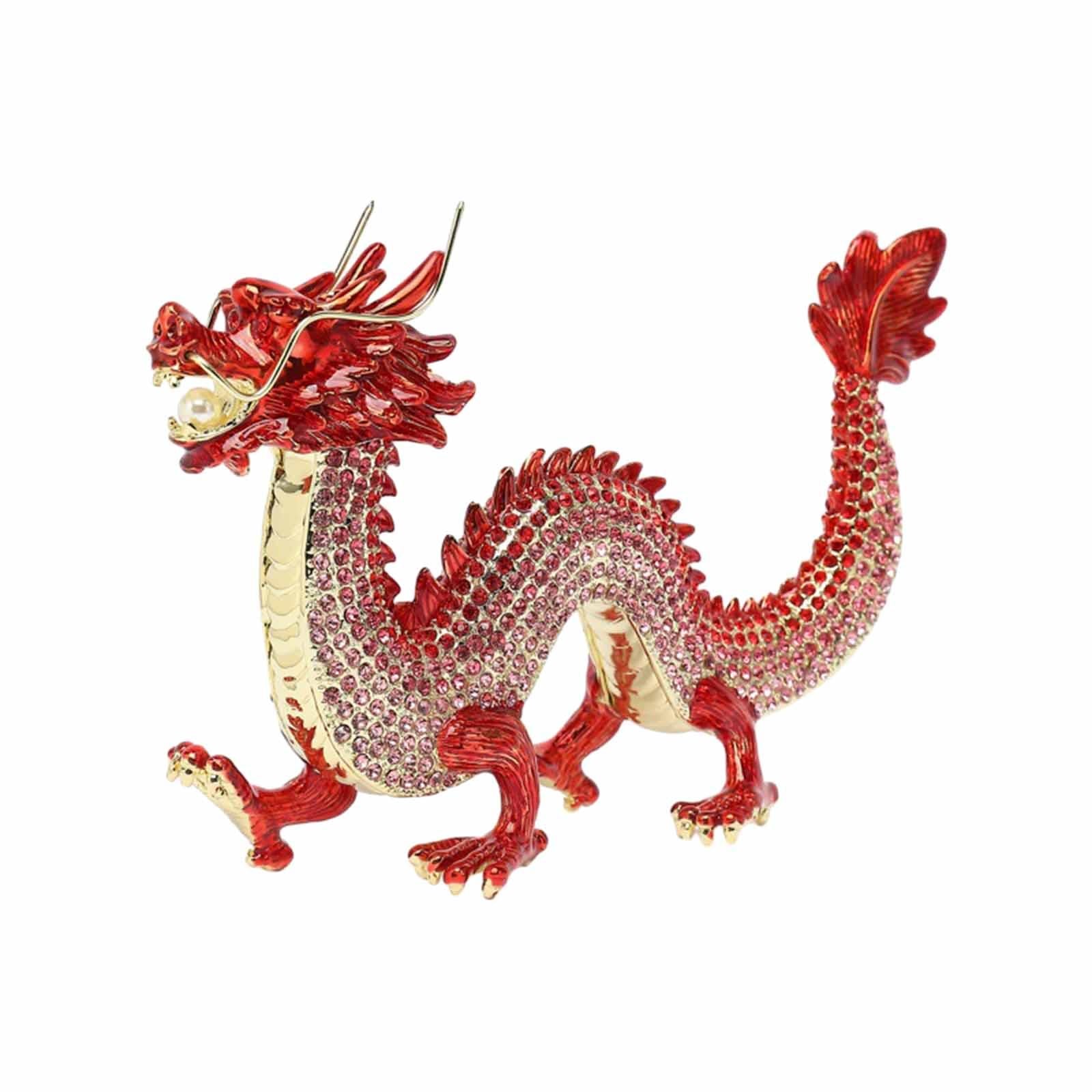 Alloy Chinese Dragon Year Figurine Decoration Classic House Warming Gift Red