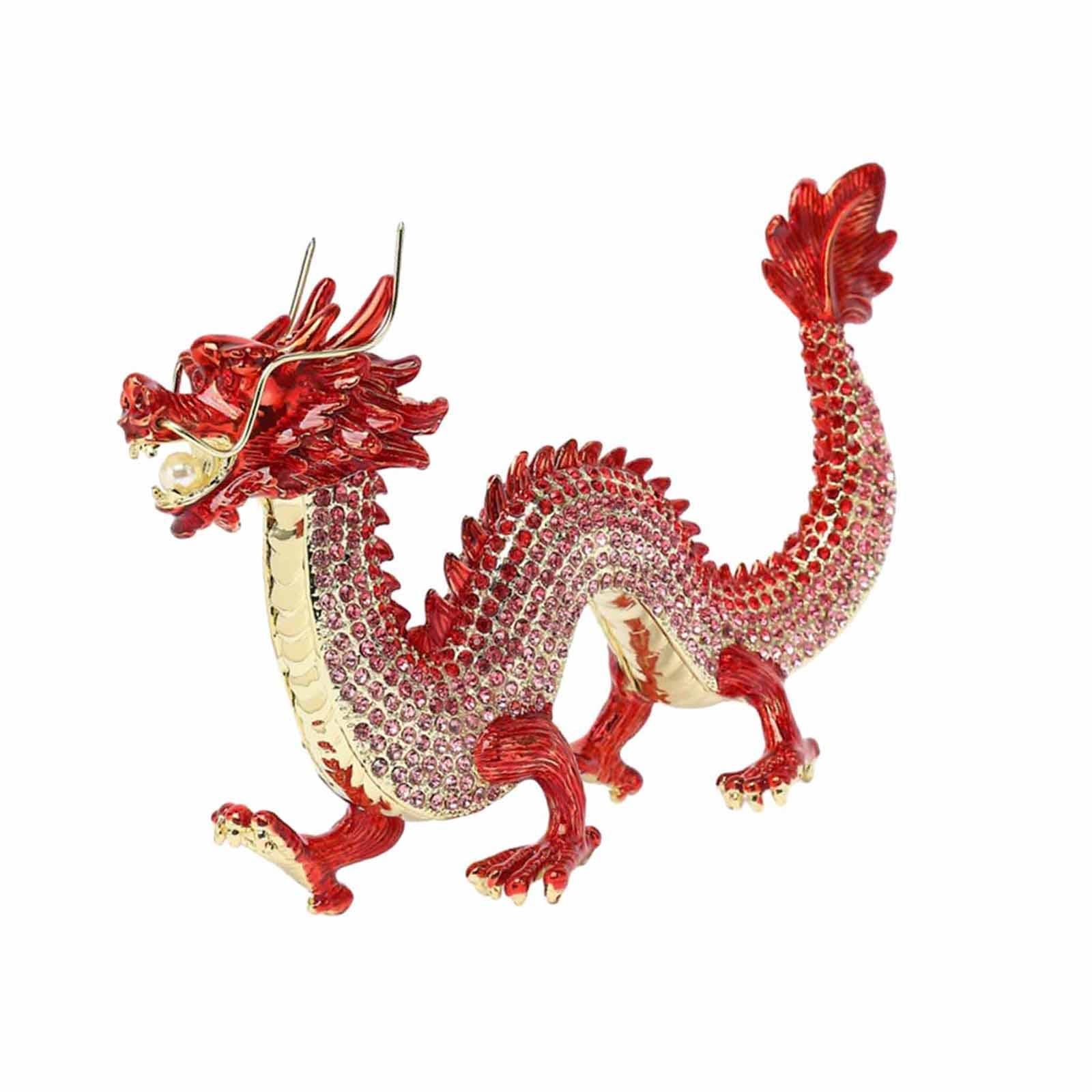 Alloy Chinese Dragon Year Figurine Decoration Classic House Warming Gift Red